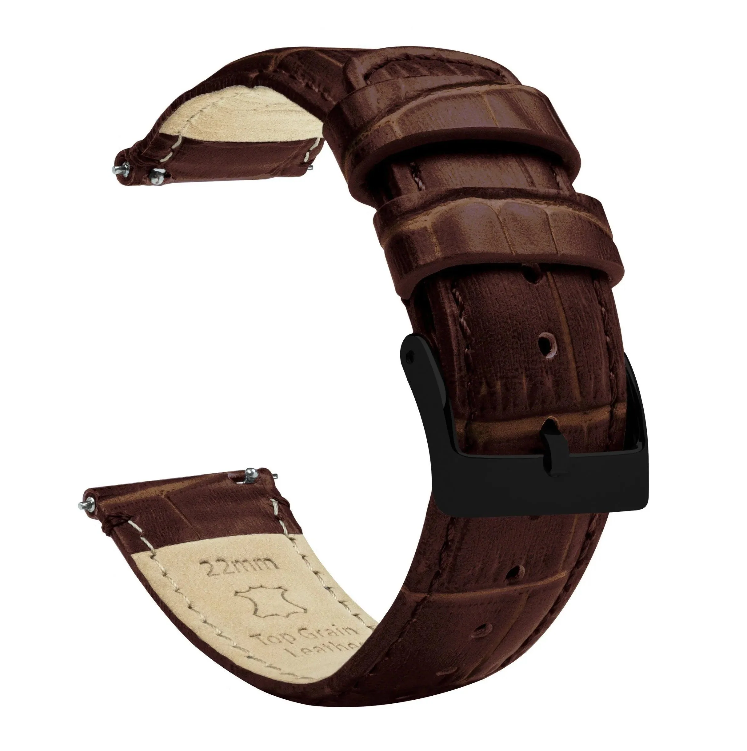 Amazfit Bip Coffee Brown Alligator Grain Leather Watch Band - Image 2