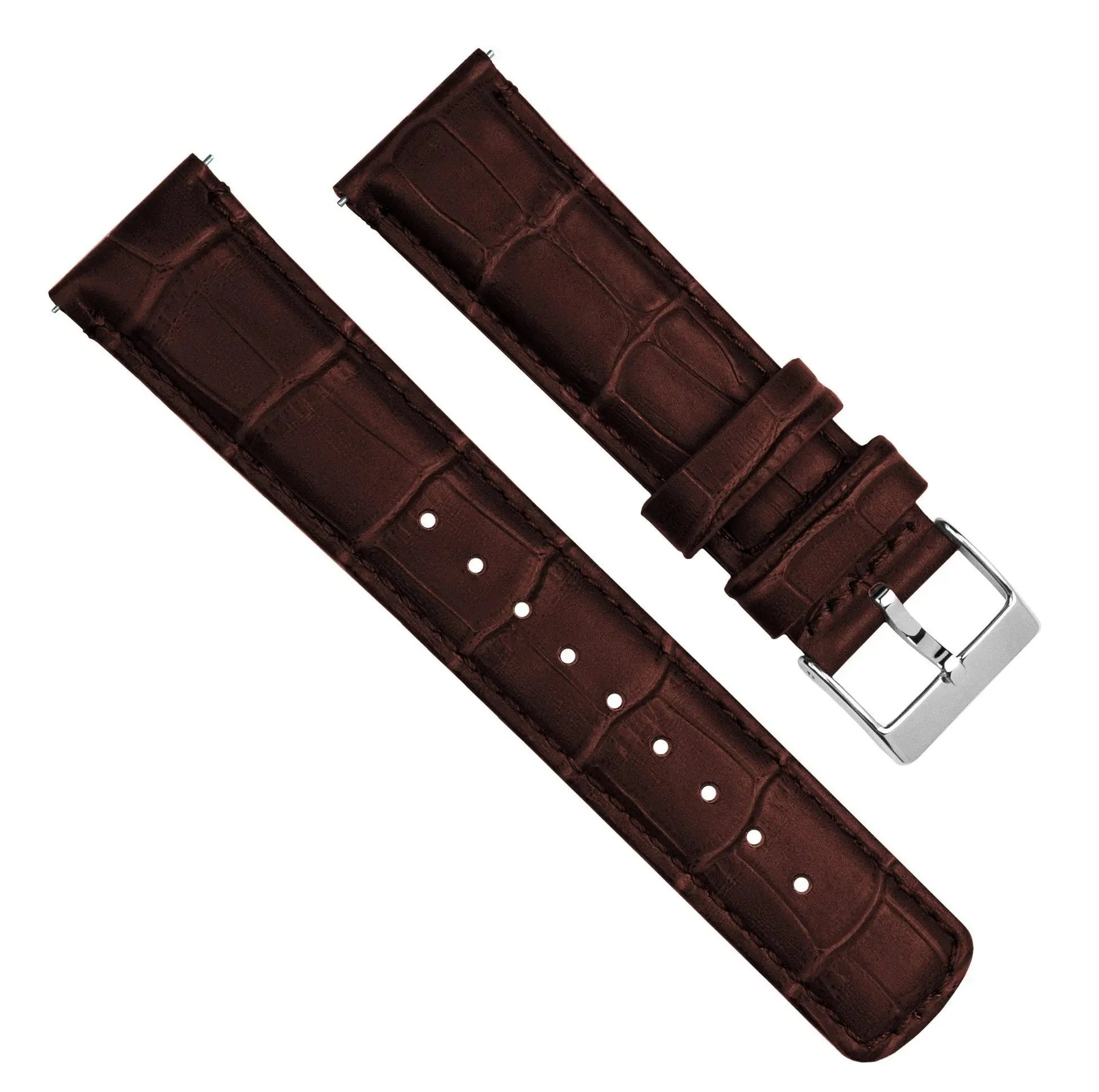Amazfit Bip Coffee Brown Alligator Grain Leather Watch Band - Image 3