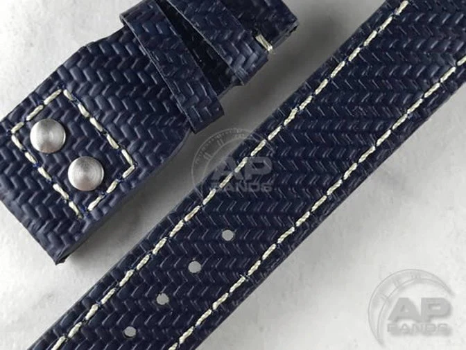 AP Bands 100% Genuine Blue Carbon Fiber Strap For IWC Big Pilot, Perpetual Calendar, B-Uhr - Image 2