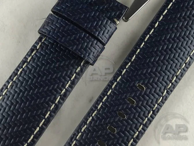 AP Bands 100% Genuine Blue Carbon Fiber Strap For Panerai Watches 44mm - Image 2