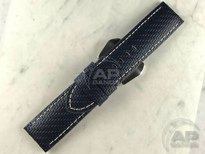 AP Bands 100% Genuine Blue Carbon Fiber Strap For Panerai Watches 44mm - Image 3