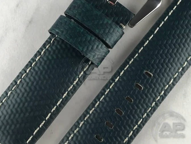 AP Bands 100% Genuine Green Carbon Fiber Strap For Panerai Watches 44mm - Image 2