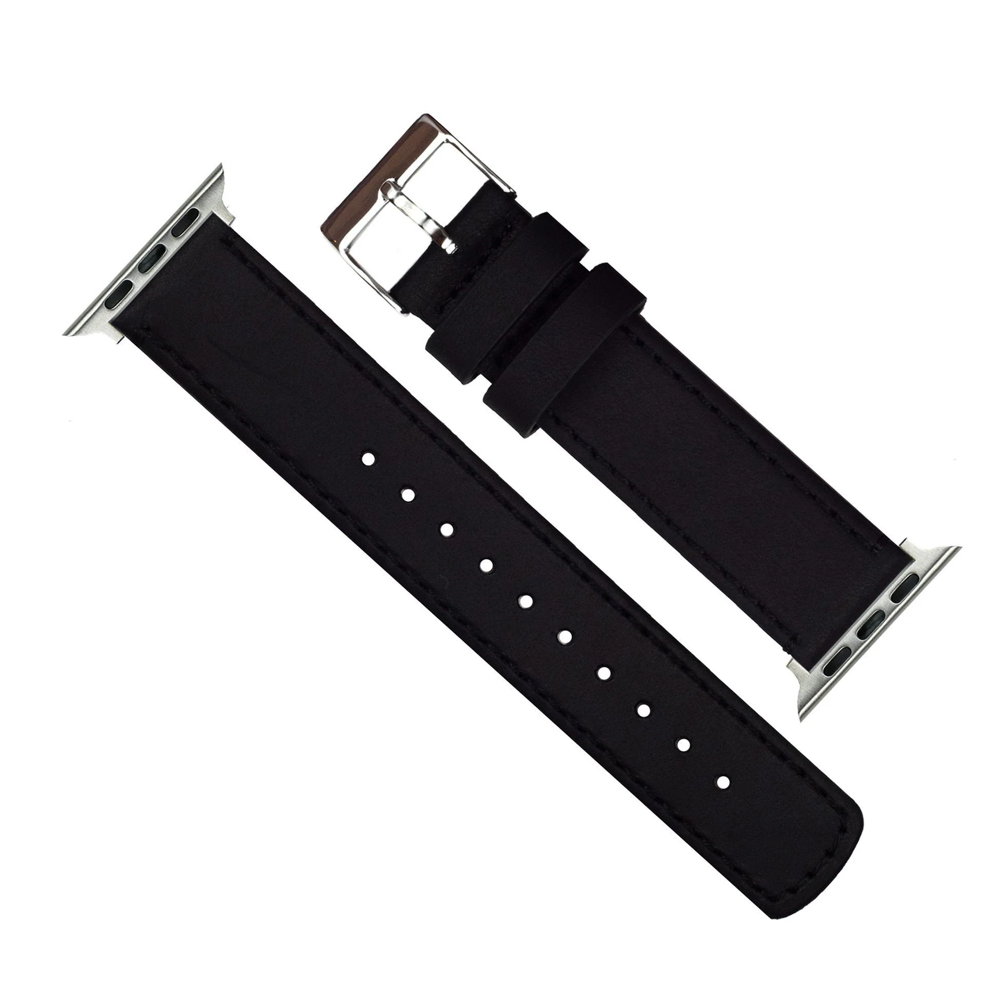 Apple Black Leather Stitching Watch Band - Image 3
