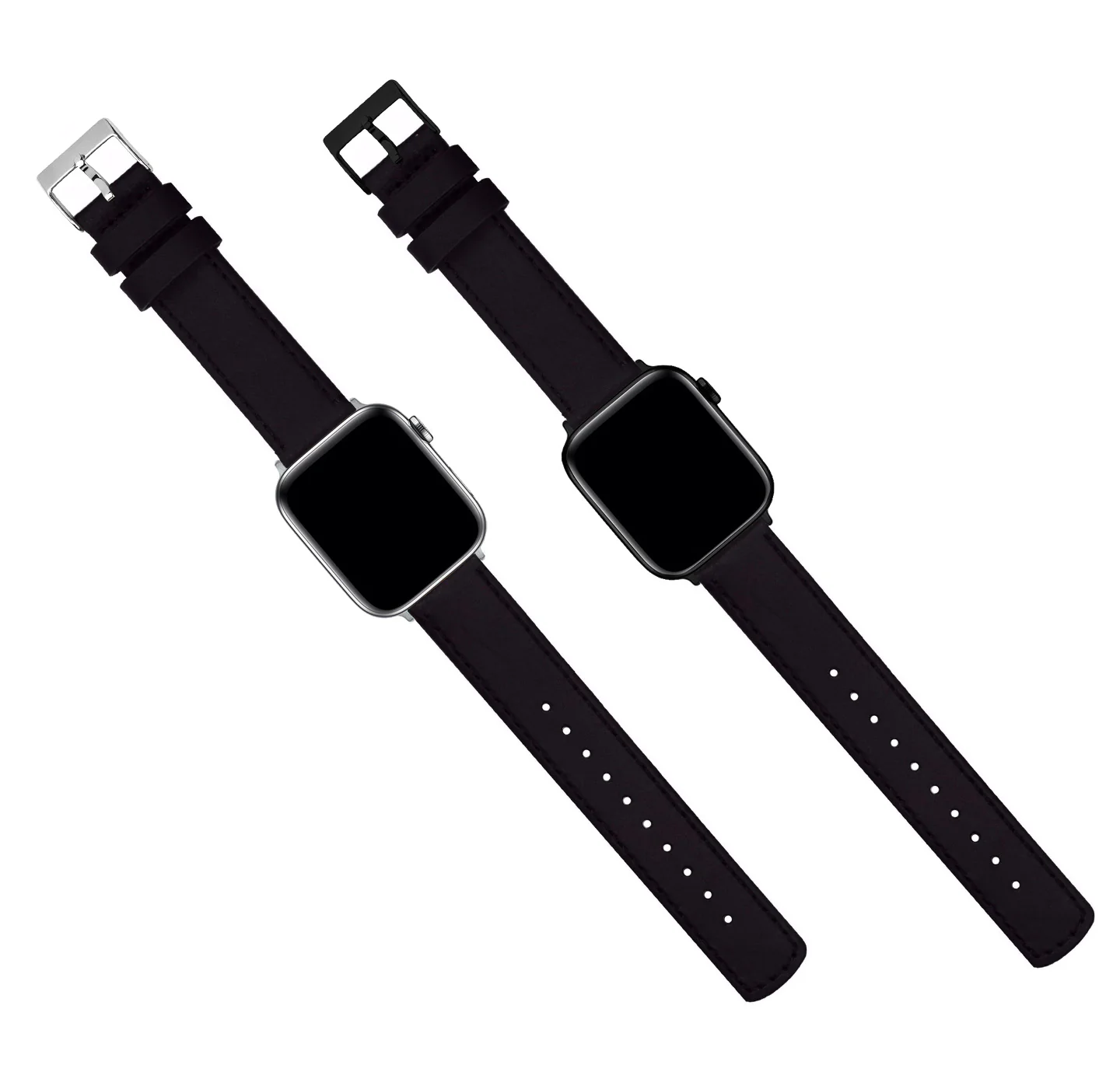 Apple Black Leather Stitching Watch Band - Image 7