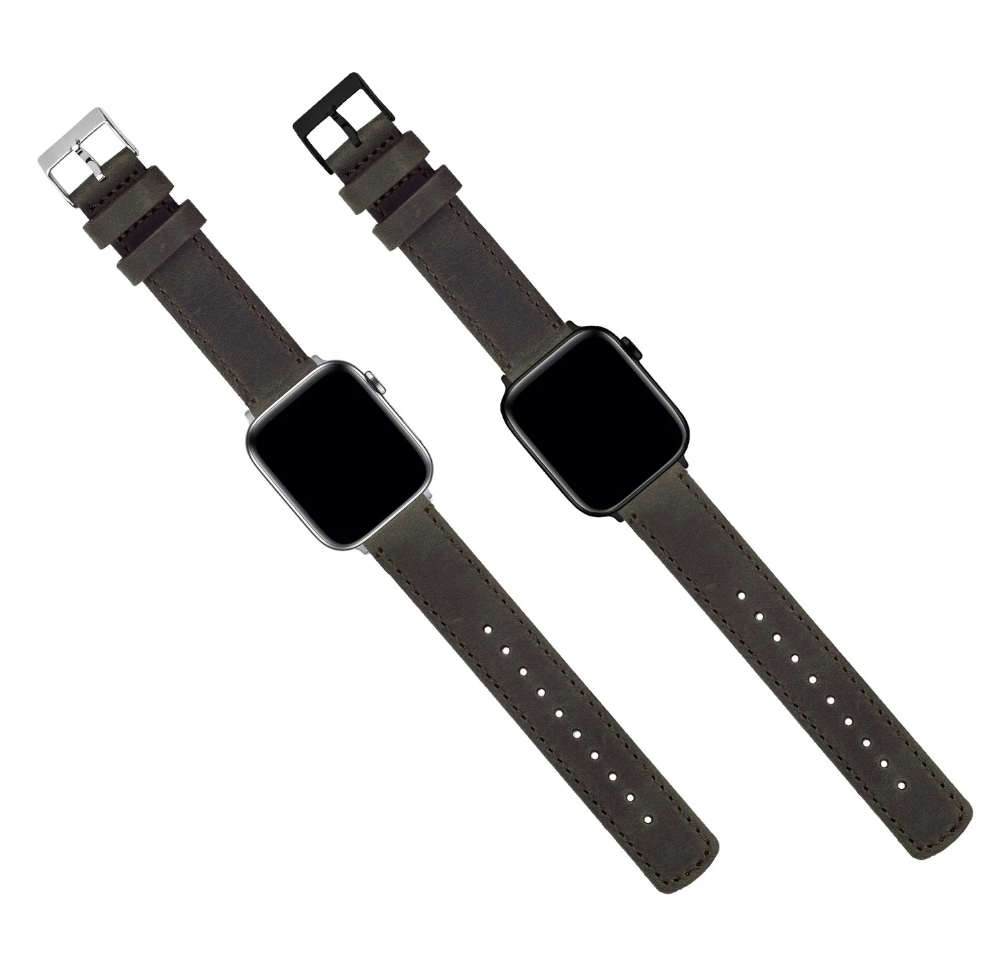 Apple Espresso Leather Stitching Watch Band - Image 3