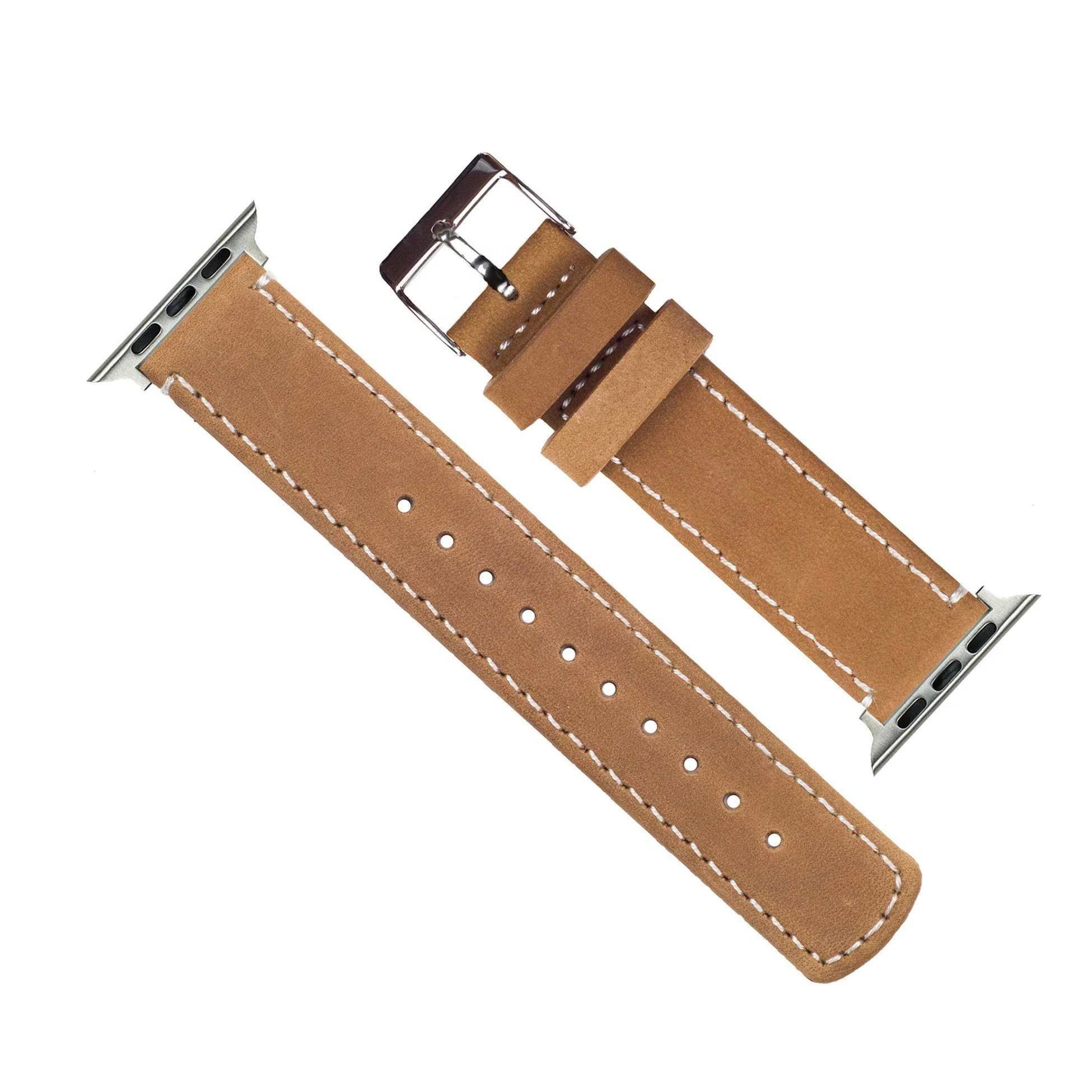 Apple Gingerbread Leather White Stitching Watch Band - Image 3