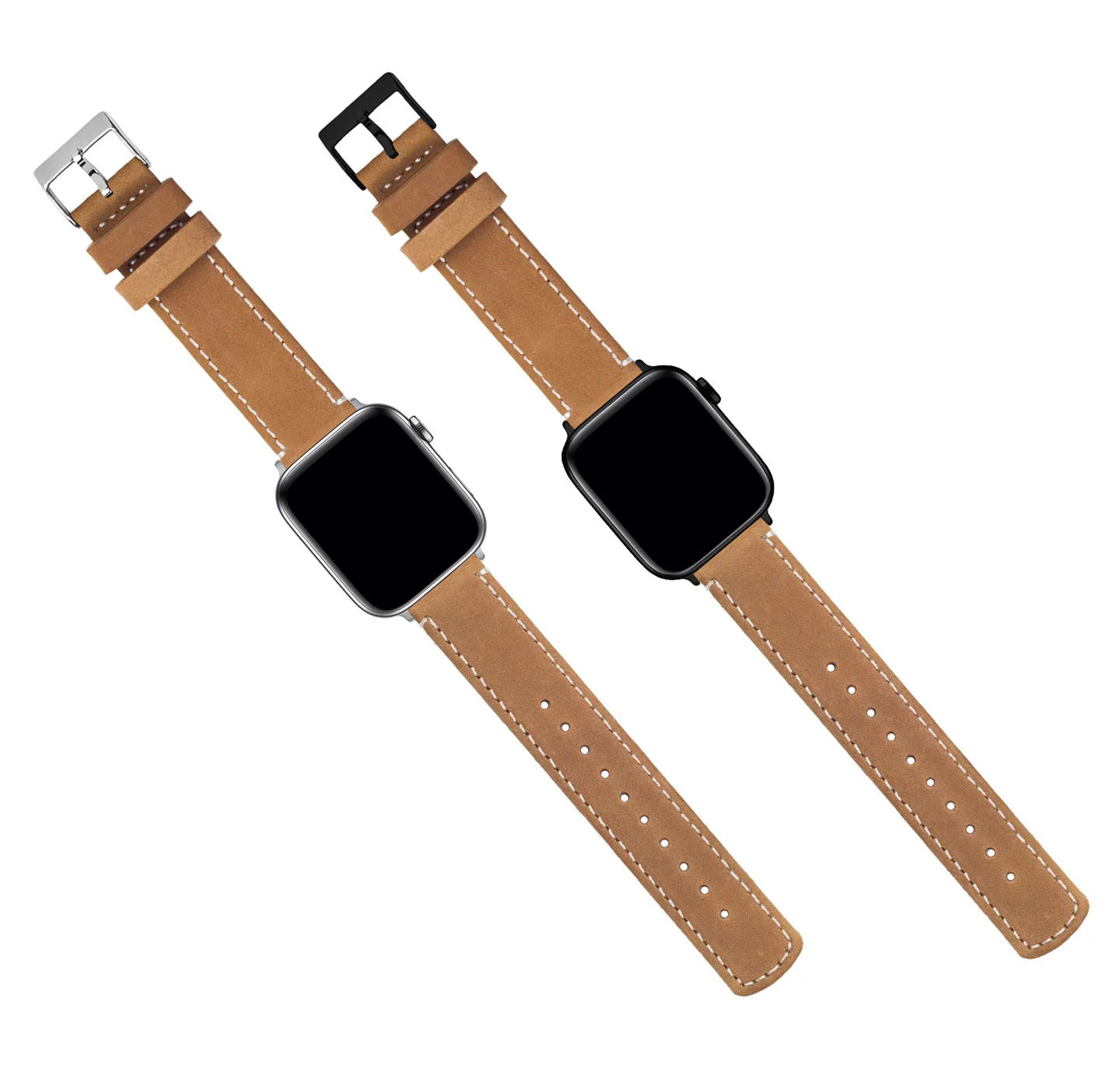 Apple Gingerbread Leather White Stitching Watch Band - Image 4