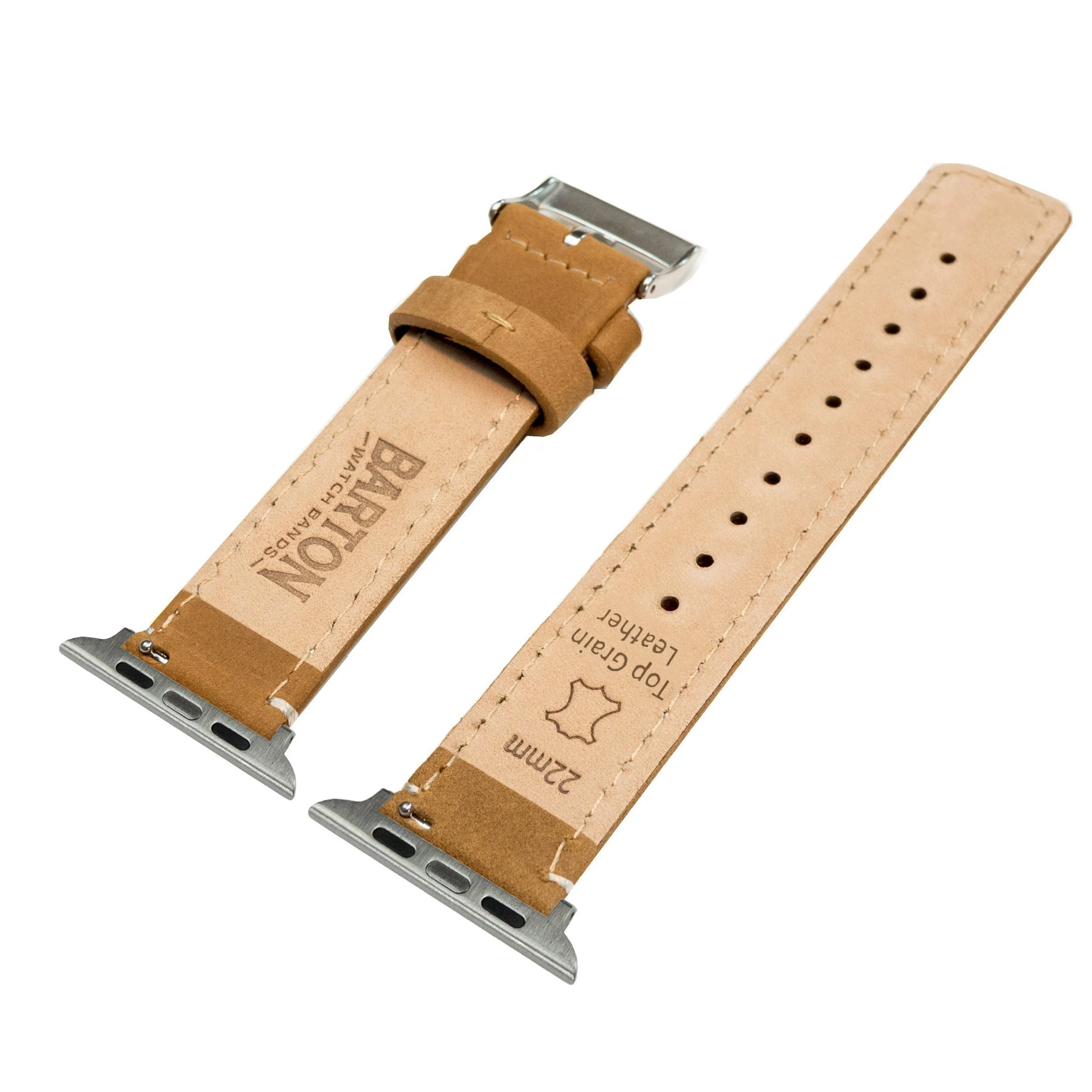 Apple Gingerbread Leather White Stitching Watch Band - Image 5