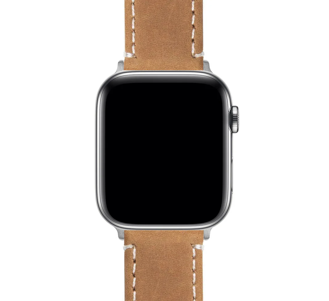 Apple Gingerbread Leather White Stitching Watch Band - Image 7