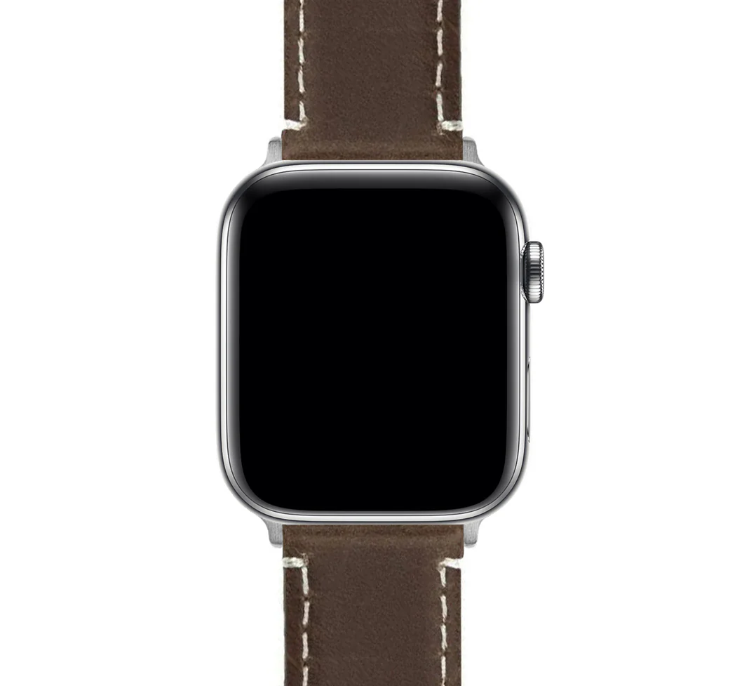 Apple Saddle Leather White Stitching Watch Band - Image 4