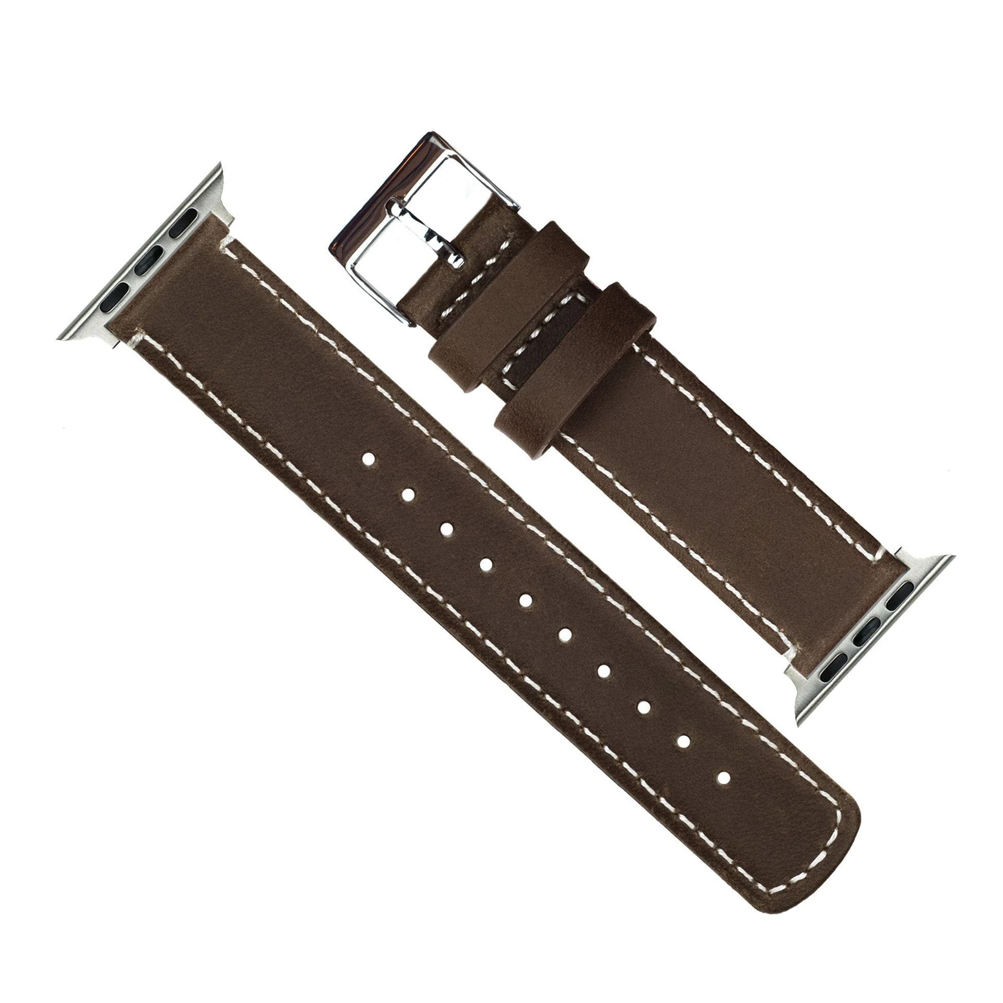 Apple Saddle Leather White Stitching Watch Band - Image 5
