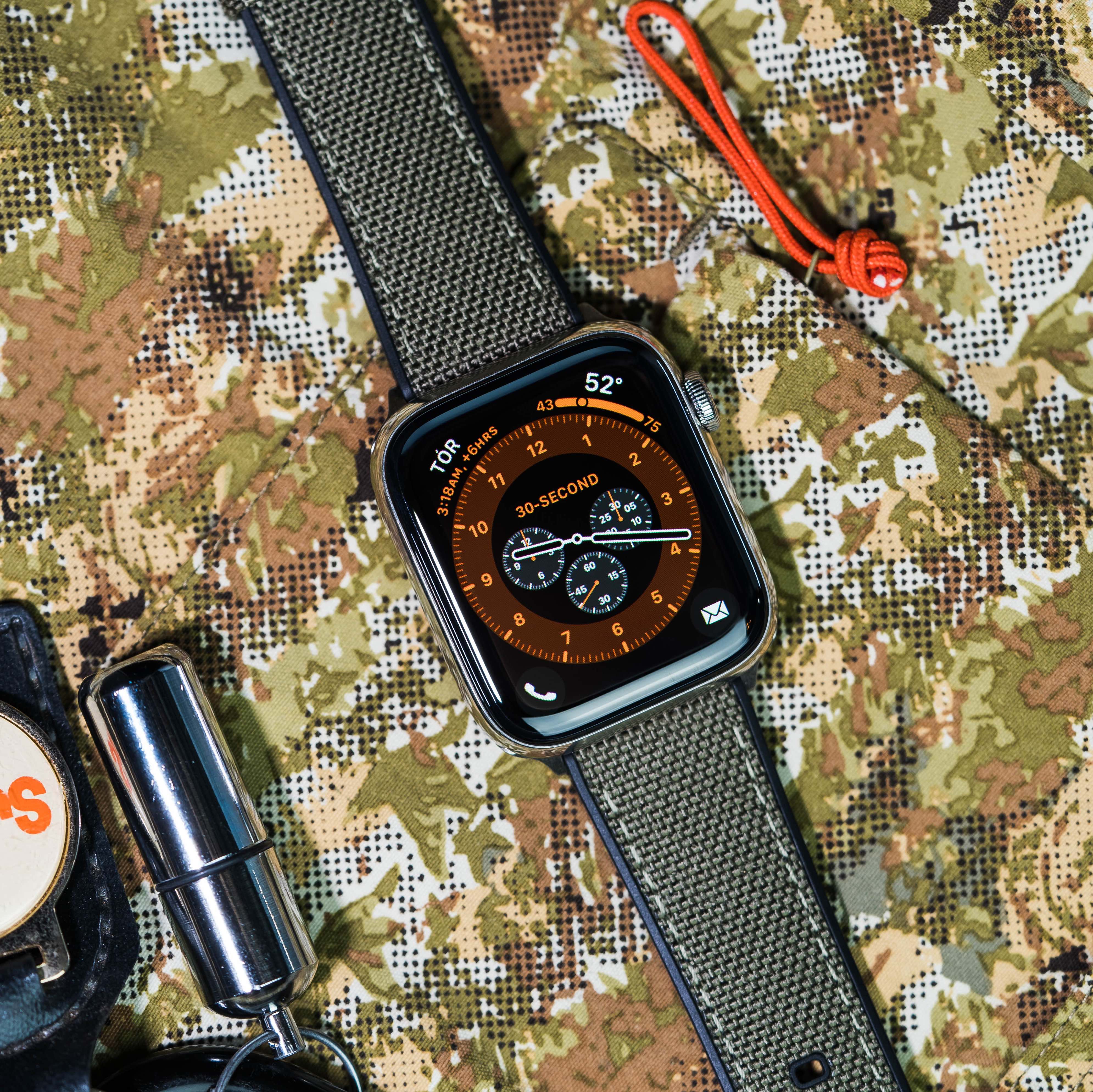 Apple Watch Army Green Cordura Fabric And Silicone Hybrid Watch Band - Image 3