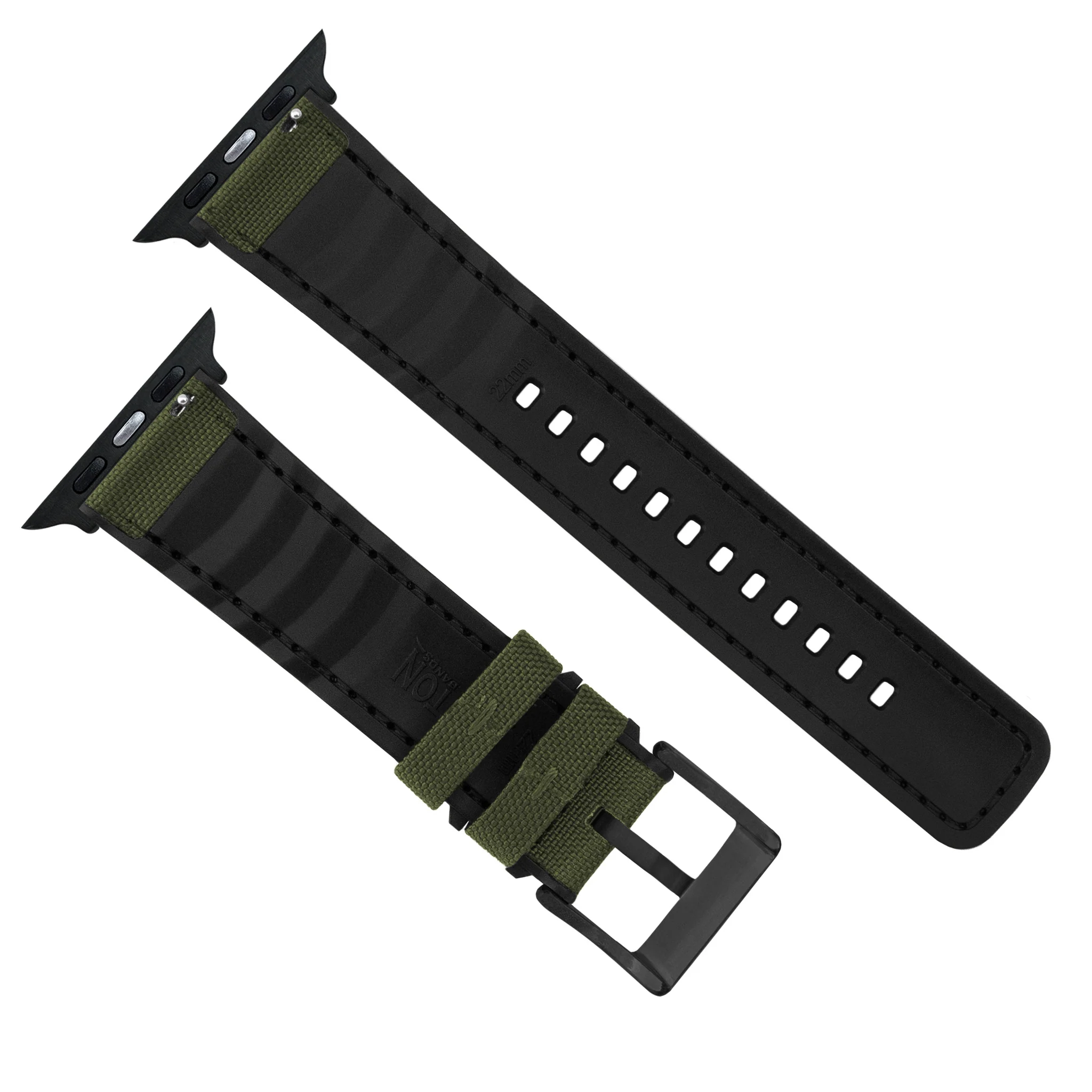 Apple Watch Army Green Cordura Fabric And Silicone Hybrid Watch Band - Image 8