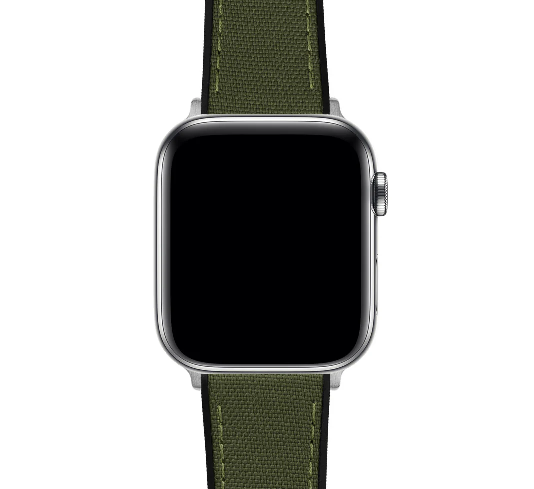 Apple Watch Army Green Cordura Fabric And Silicone Hybrid Watch Band - Image 9