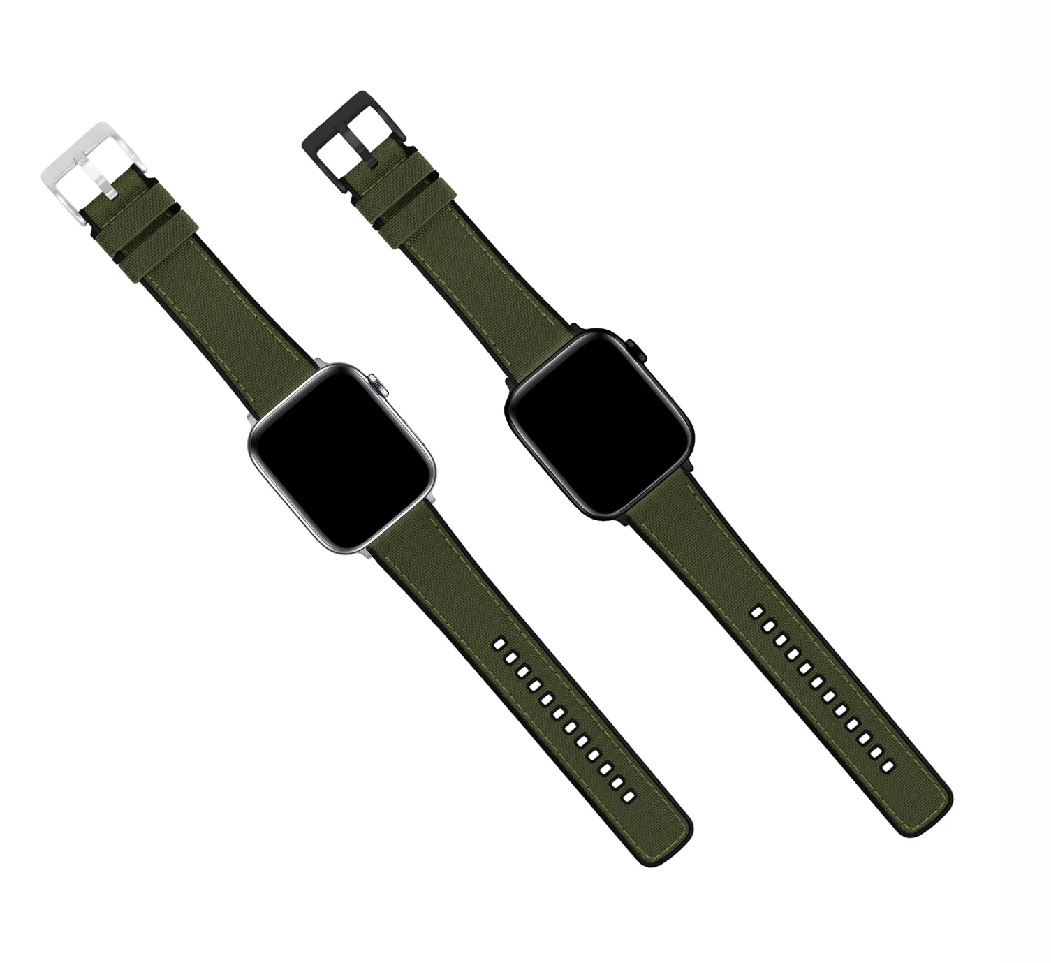 Apple Watch Army Green Cordura Fabric And Silicone Hybrid Watch Band - Image 4
