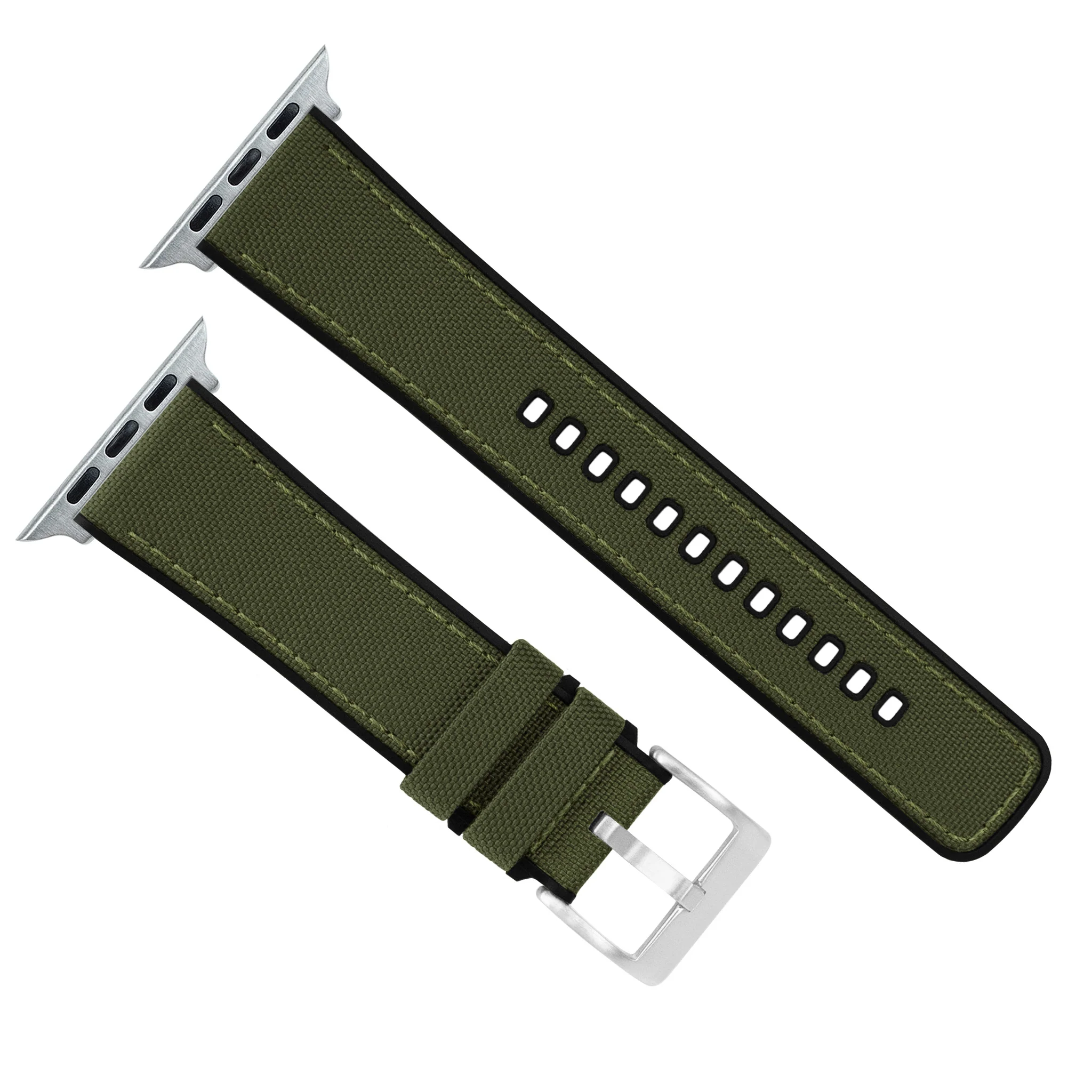 Apple Watch Army Green Cordura Fabric And Silicone Hybrid Watch Band - Image 5