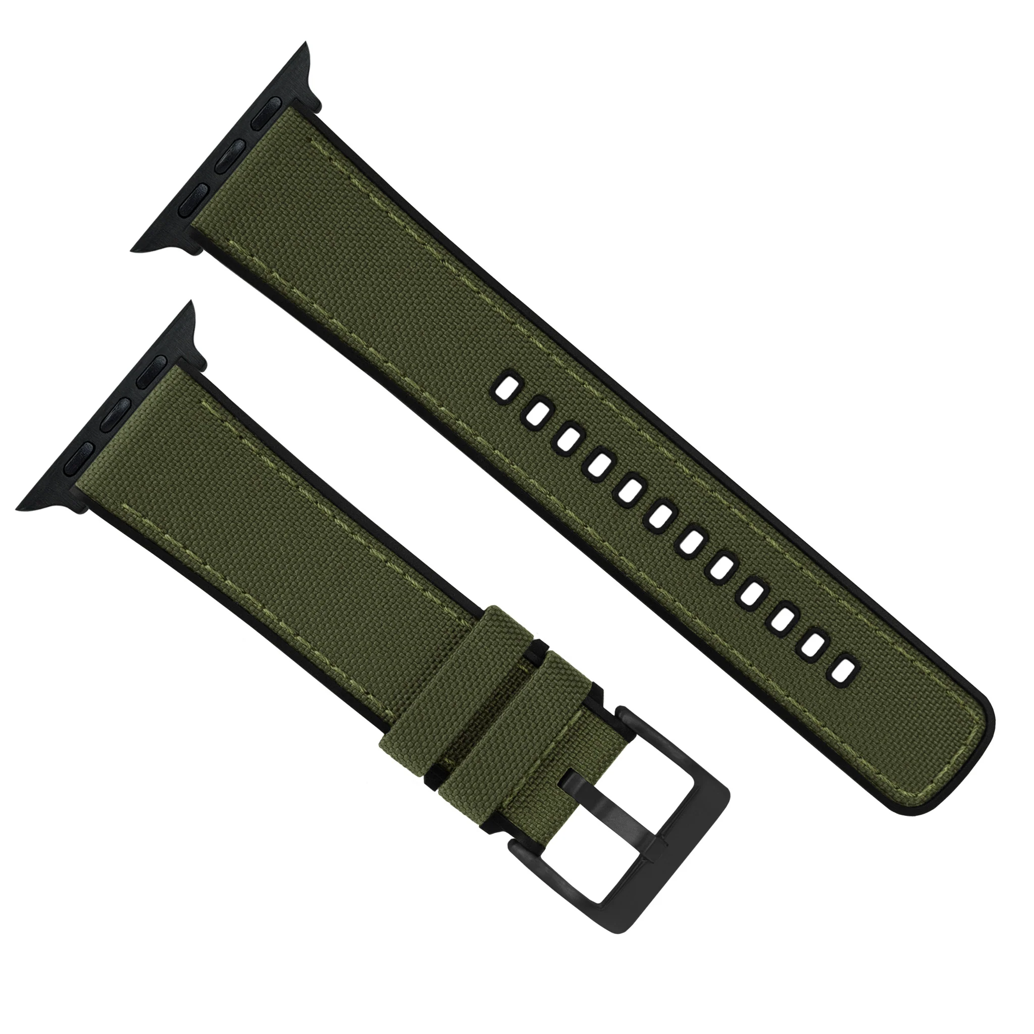 Apple Watch Army Green Cordura Fabric And Silicone Hybrid Watch Band - Image 6