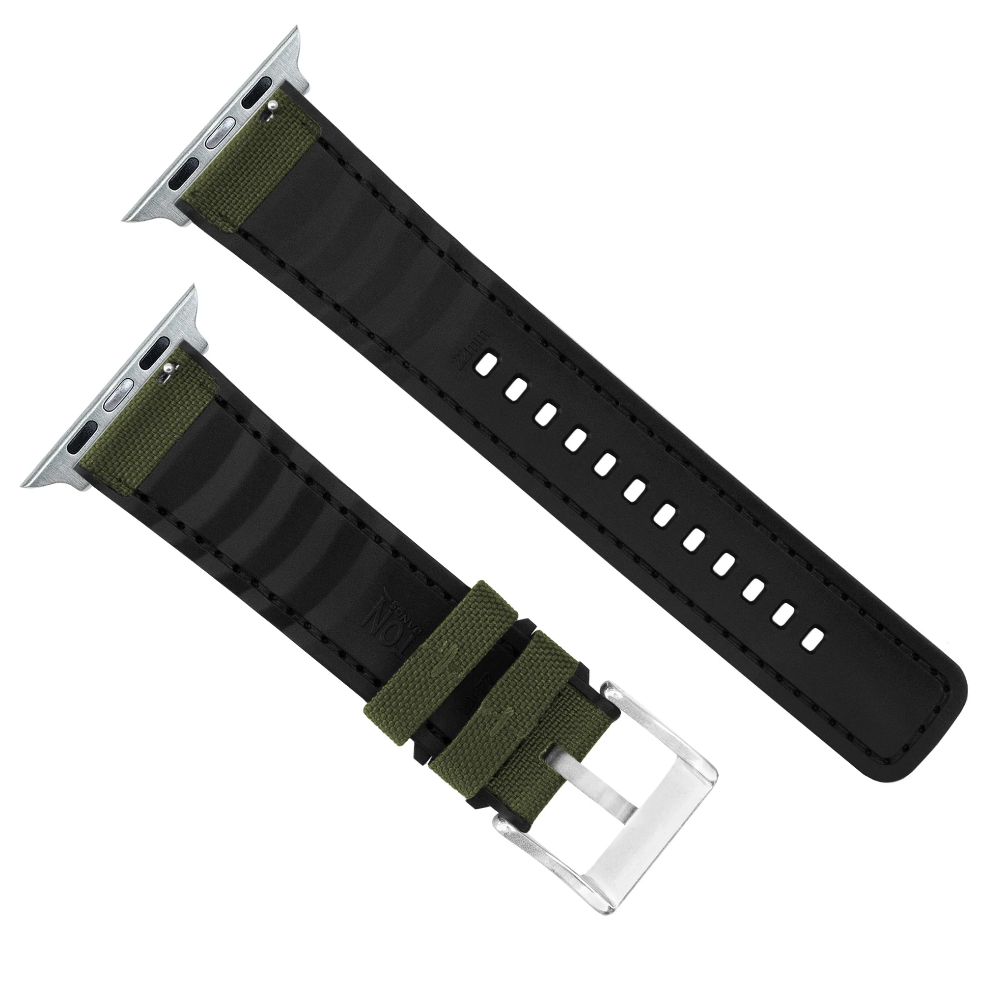 Apple Watch Army Green Cordura Fabric And Silicone Hybrid Watch Band - Image 7