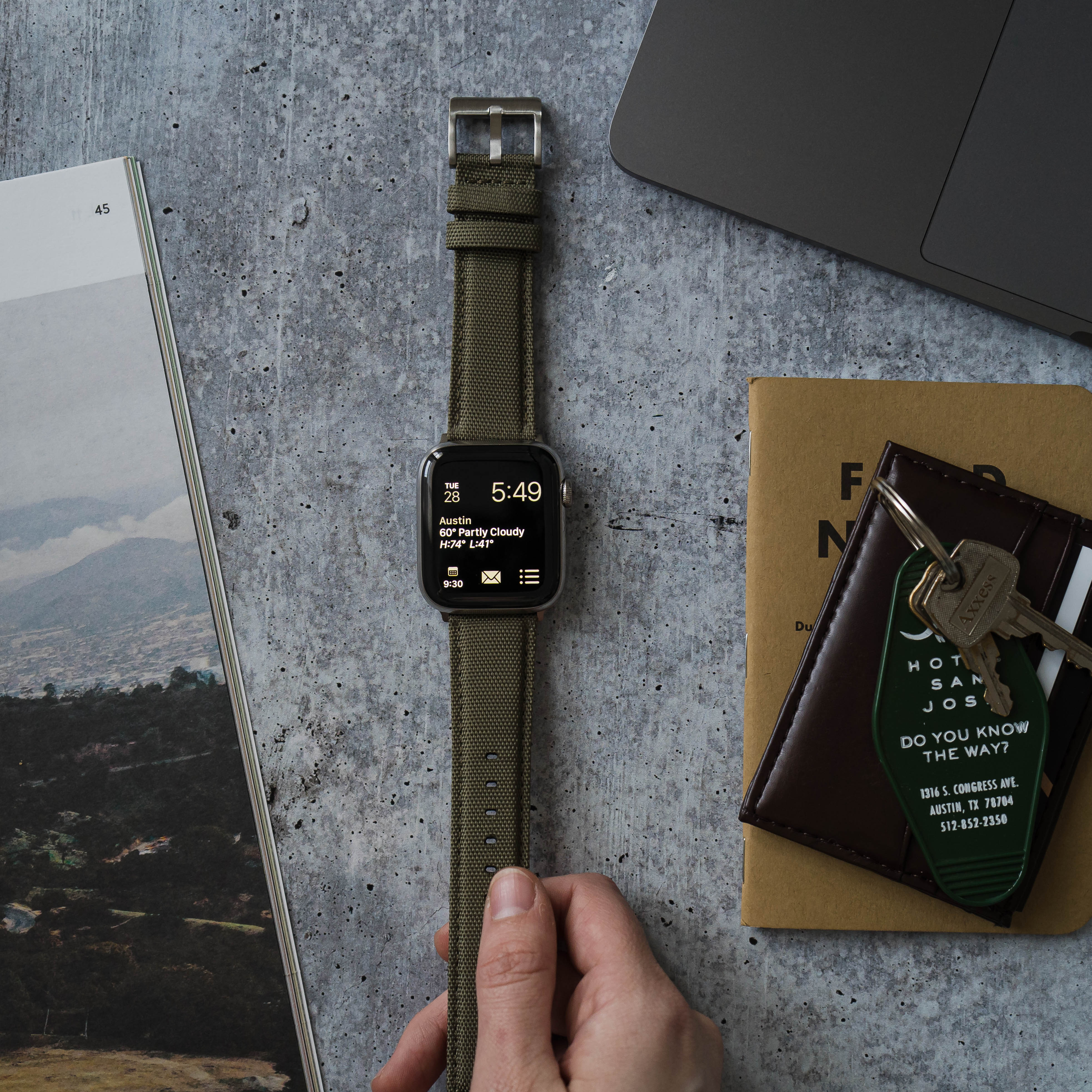 Apple Watch Army Green Sailcloth Watch Band - Image 3