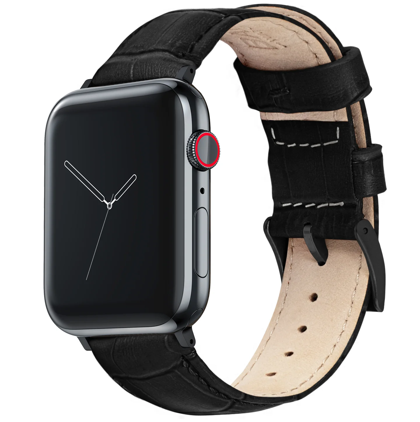 Apple Watch Black Alligator Grain Leather Watch Band - Image 3