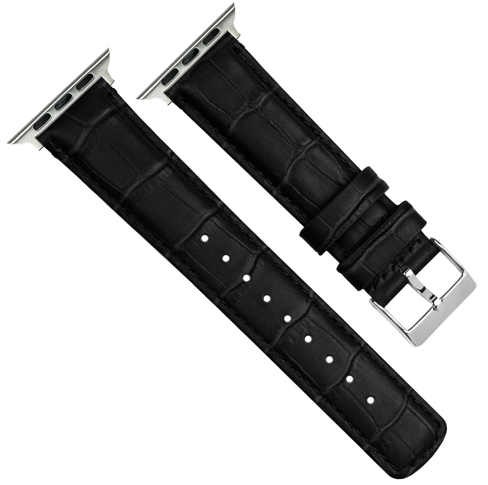 Apple Watch Black Alligator Grain Leather Watch Band - Image 4