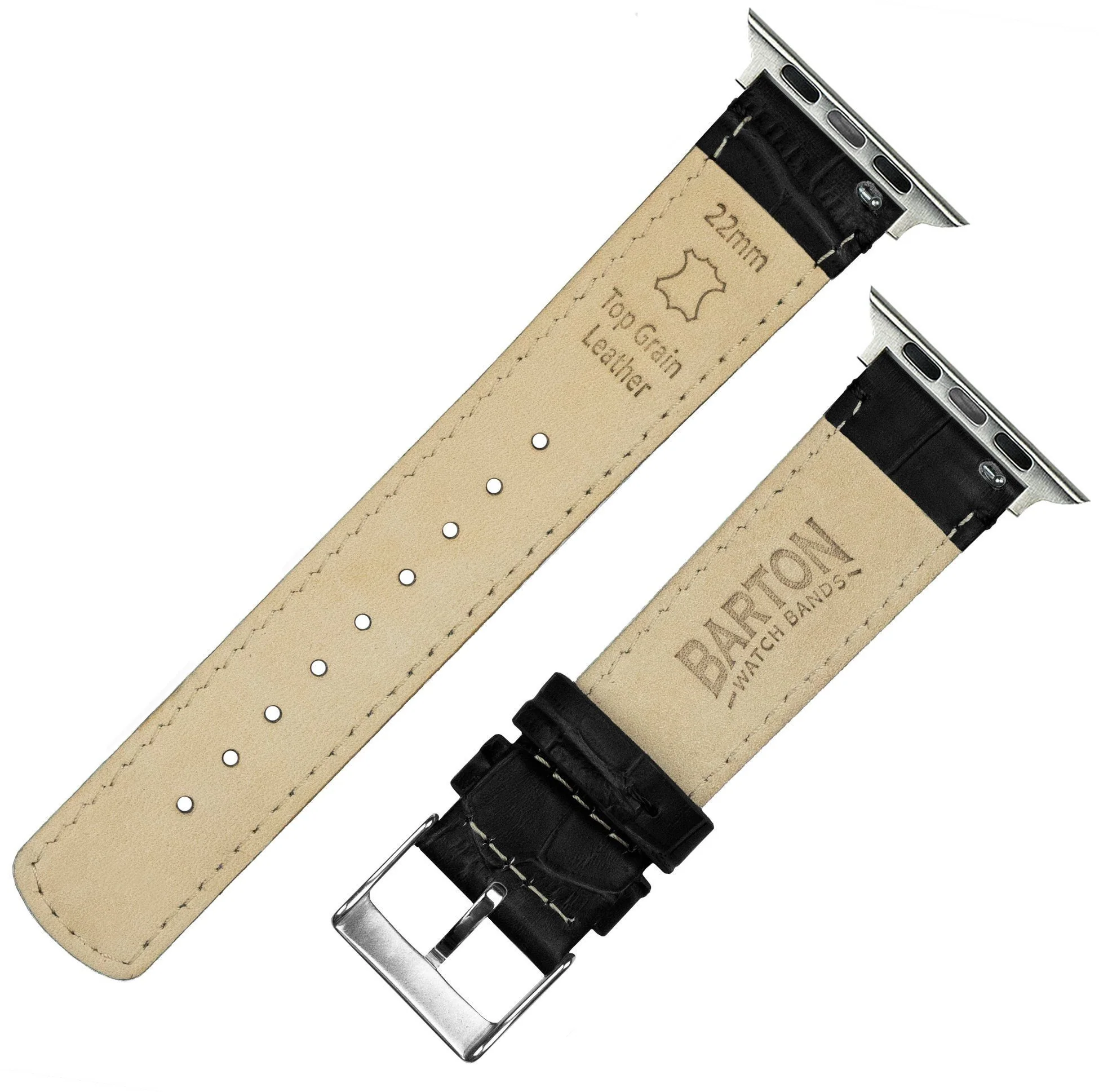 Apple Watch Black Alligator Grain Leather Watch Band - Image 5