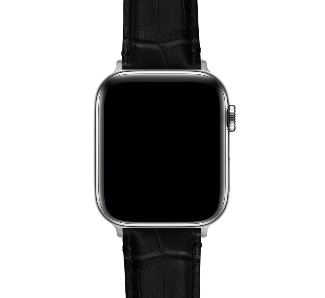 Apple Watch Black Alligator Grain Leather Watch Band - Image 6