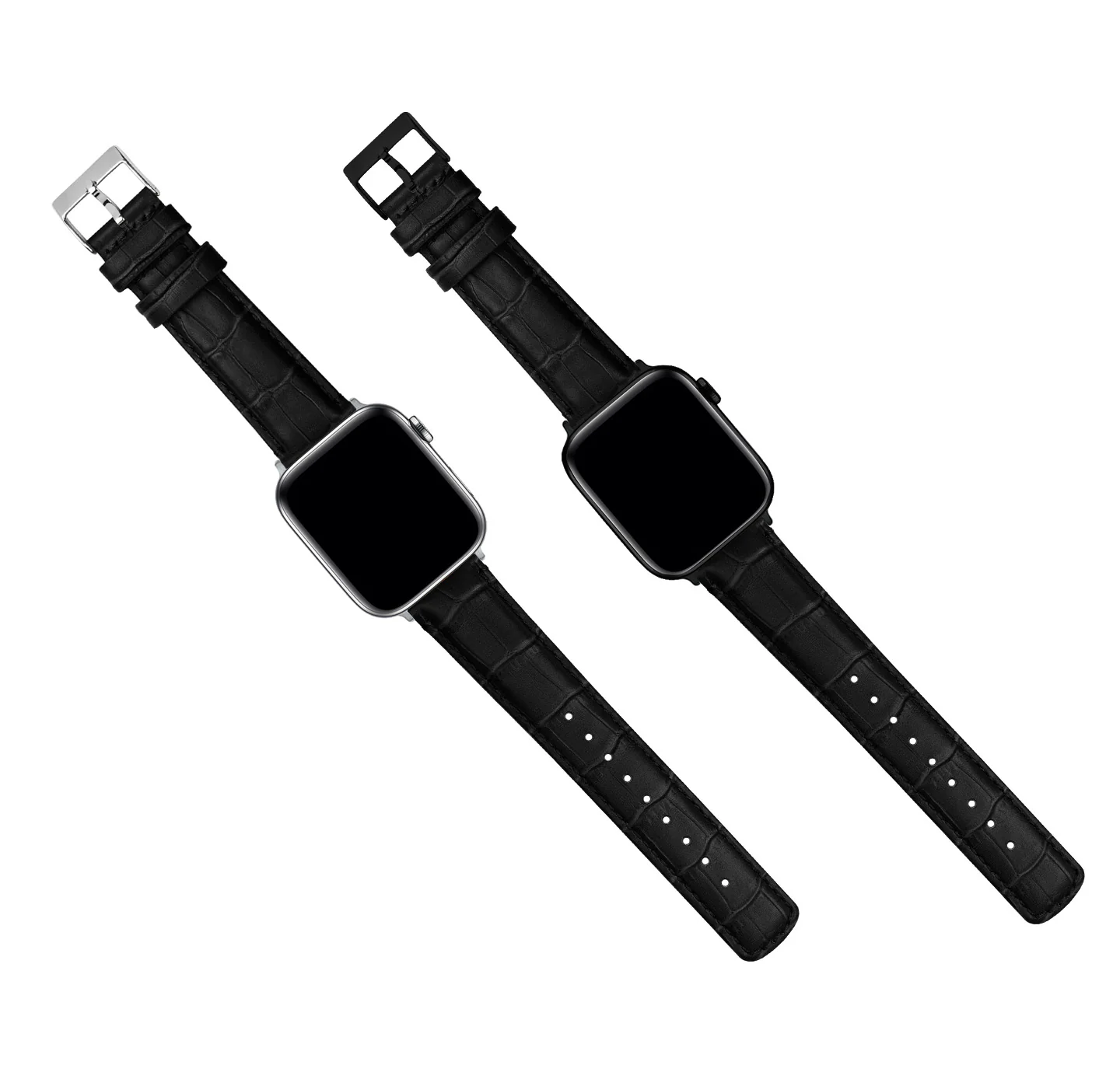 Apple Watch Black Alligator Grain Leather Watch Band - Image 8