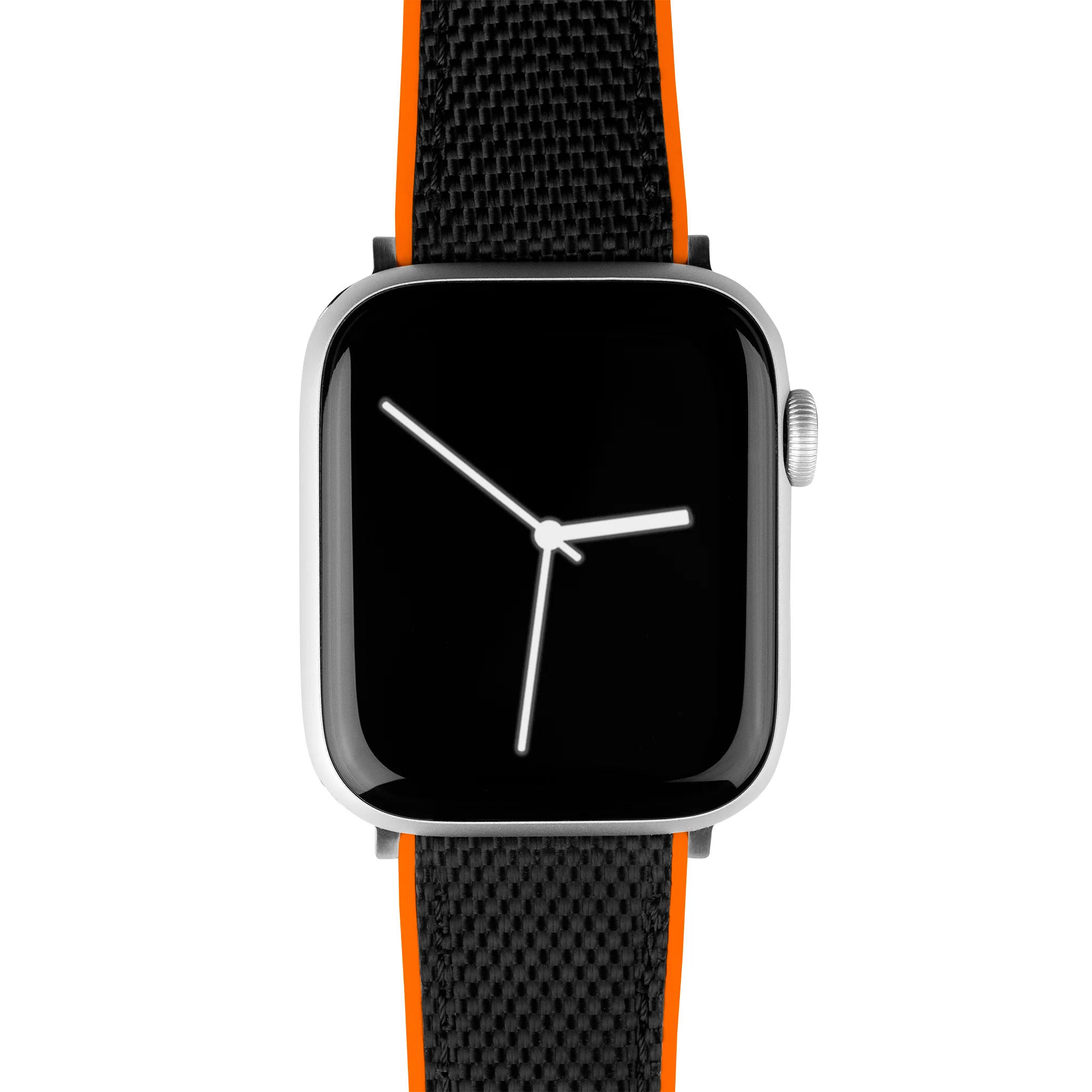 Apple Watch Black Cordura Fabric And Pumpkin Orange Silicone Hybrid Watch Band - Image 3