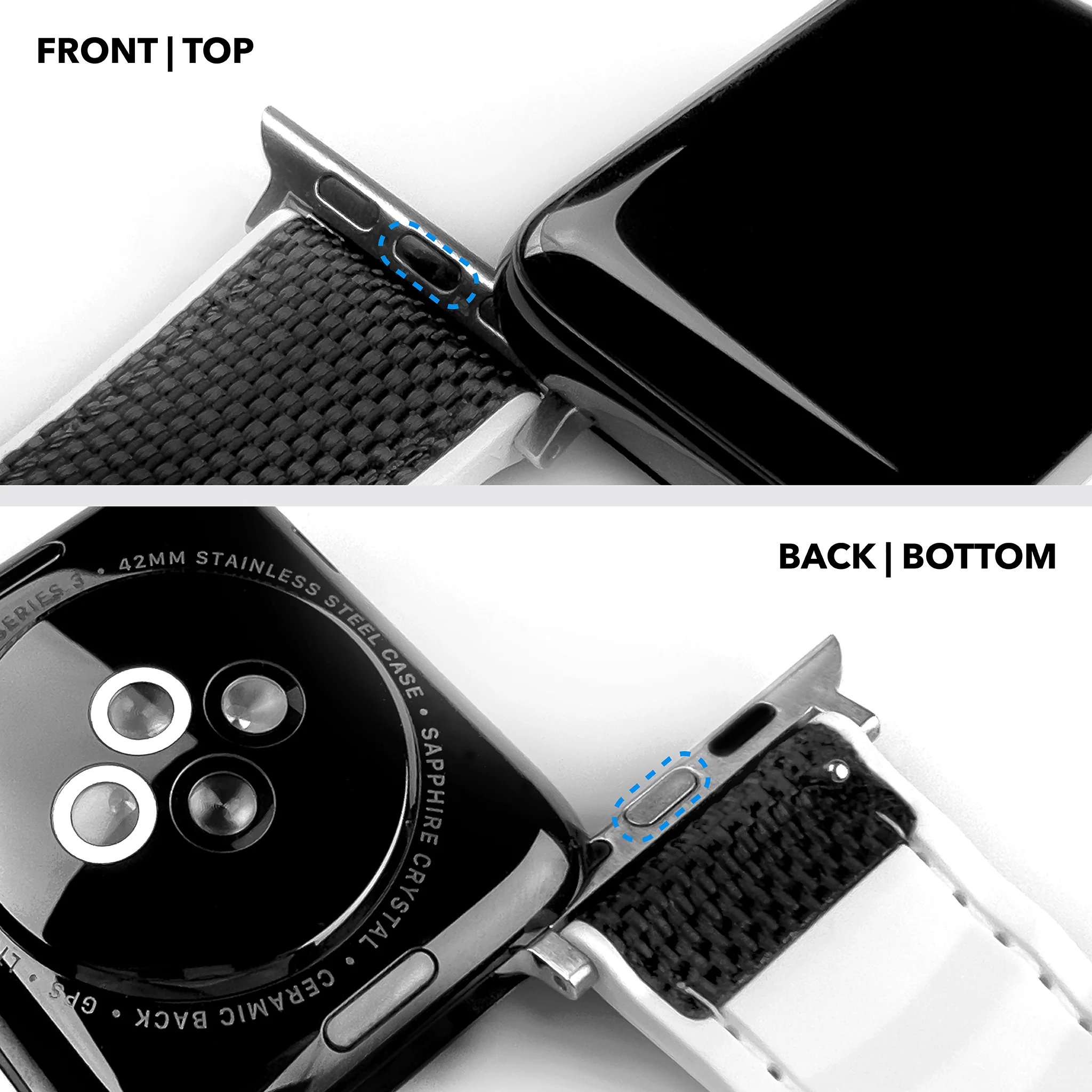 Apple Watch Black Cordura Fabric And Pumpkin Orange Silicone Hybrid Watch Band - Image 4