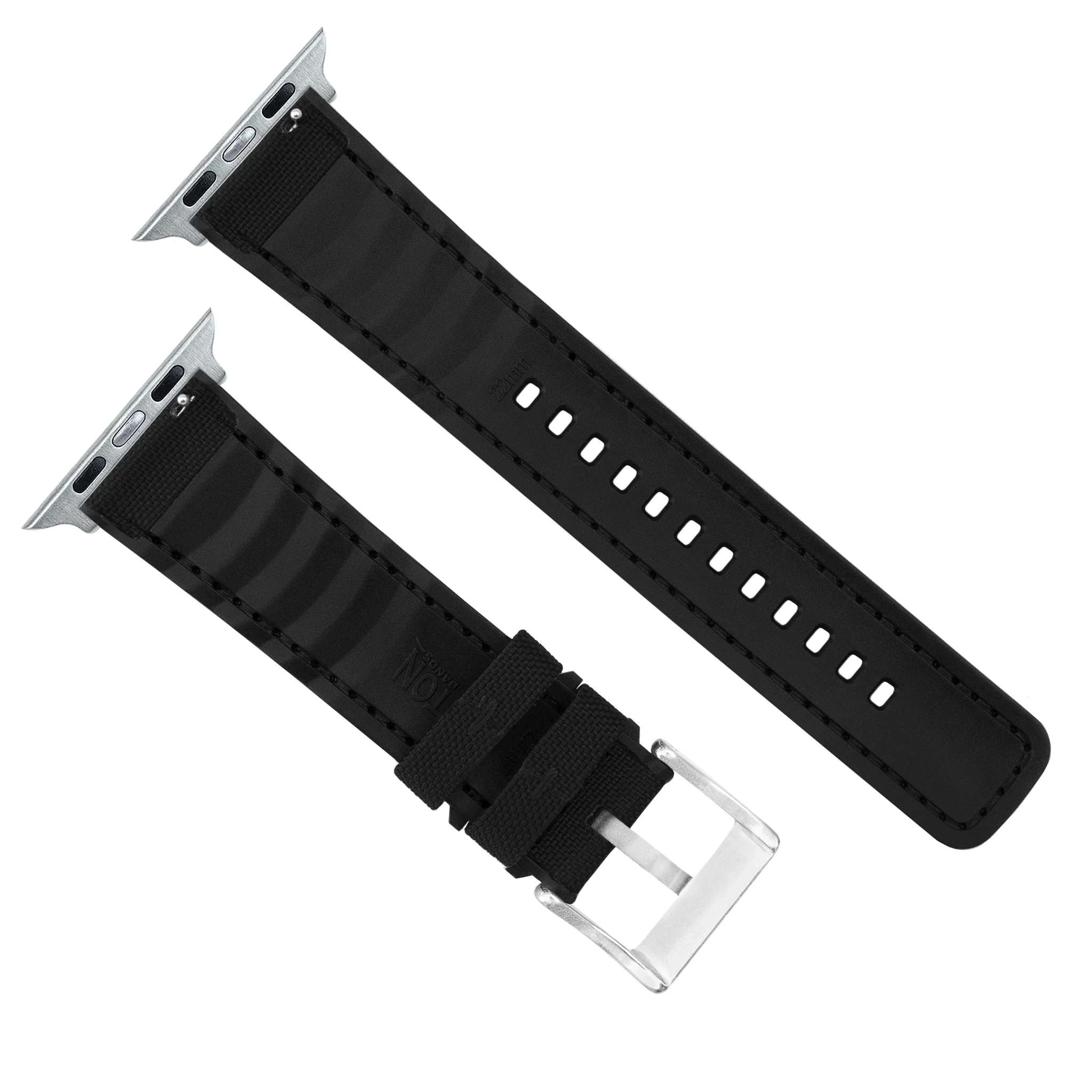 Apple Watch Black Cordura Fabric And Silicone Hybrid Watch Band - Image 11