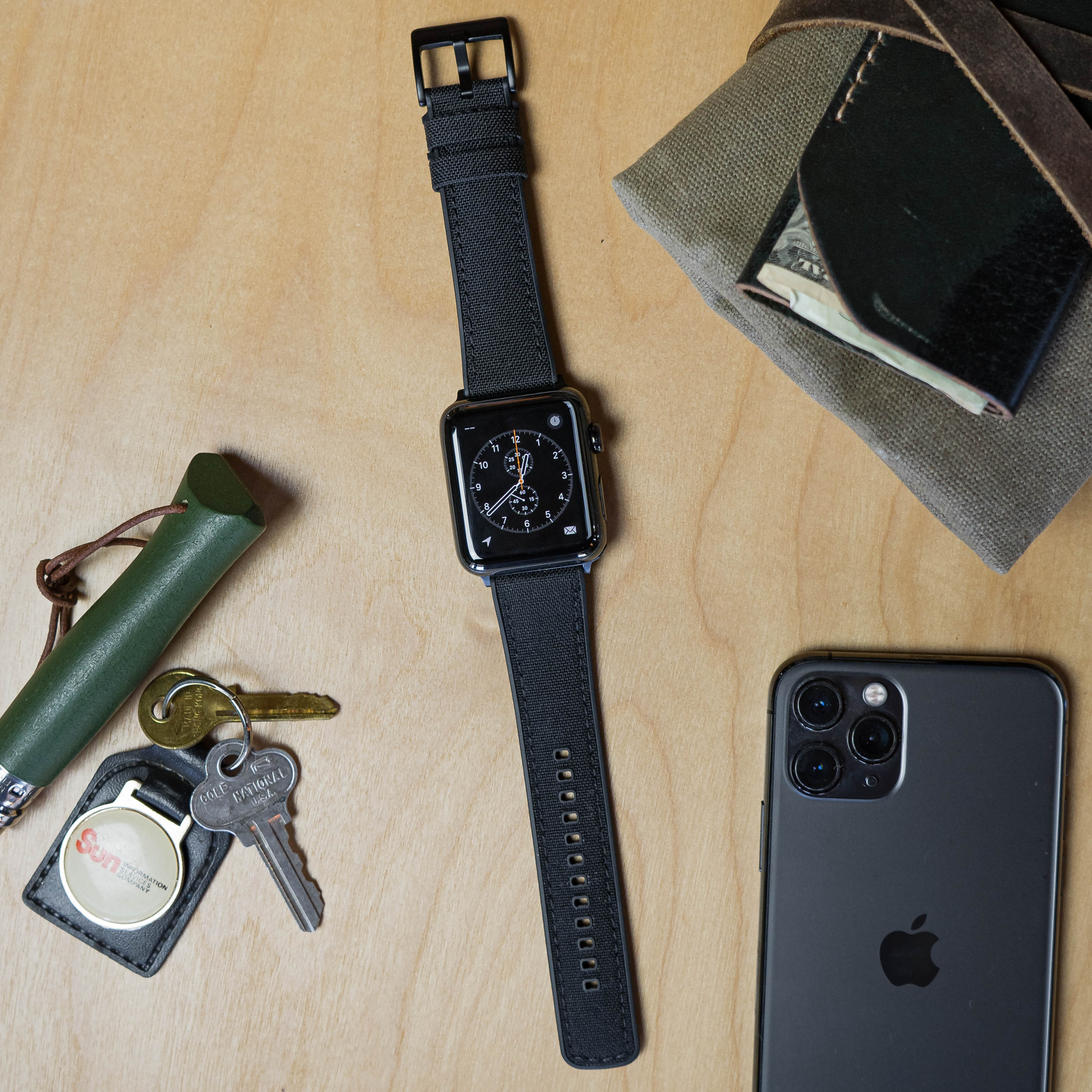 Apple Watch Black Cordura Fabric And Silicone Hybrid Watch Band - Image 4