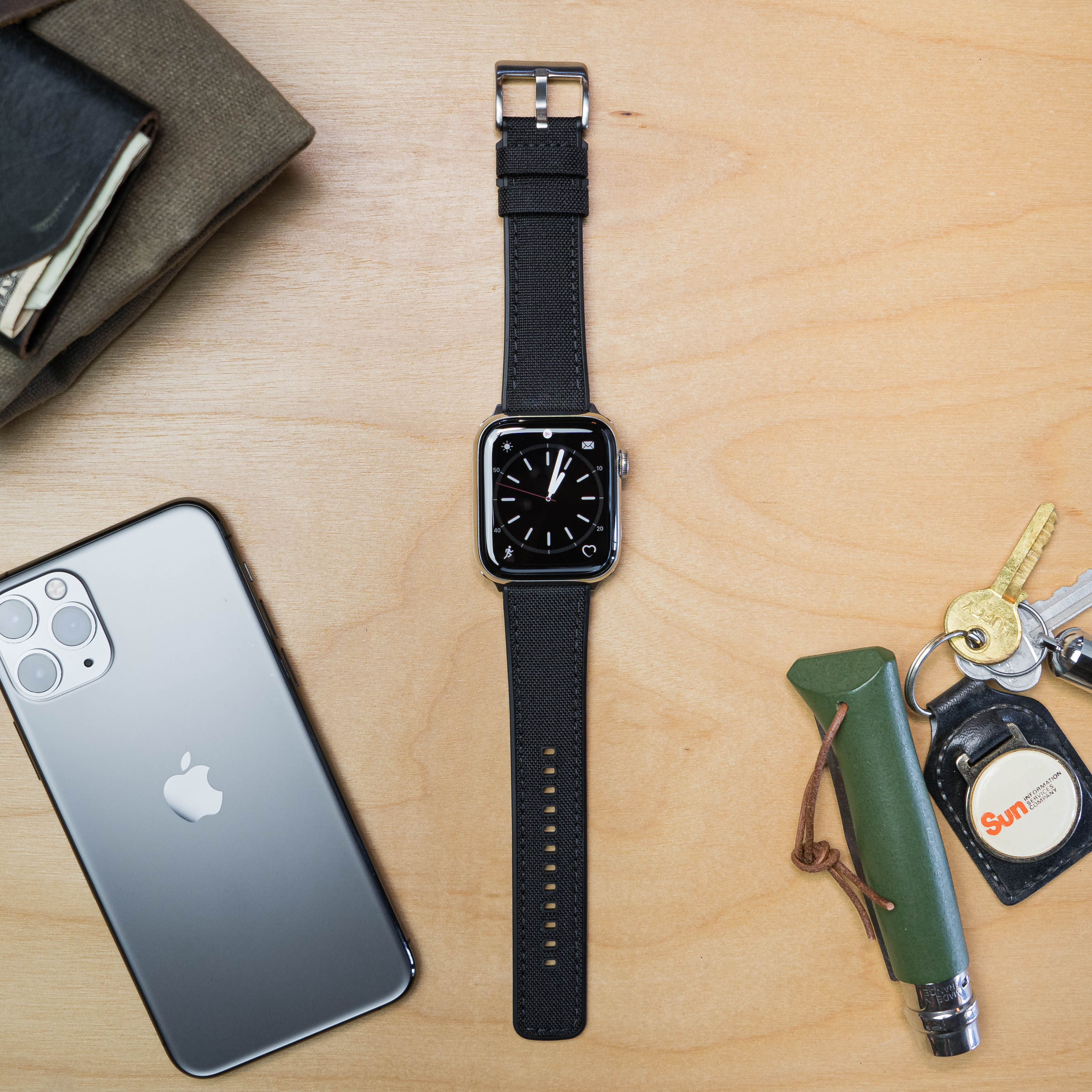 Apple Watch Black Cordura Fabric And Silicone Hybrid Watch Band - Image 3