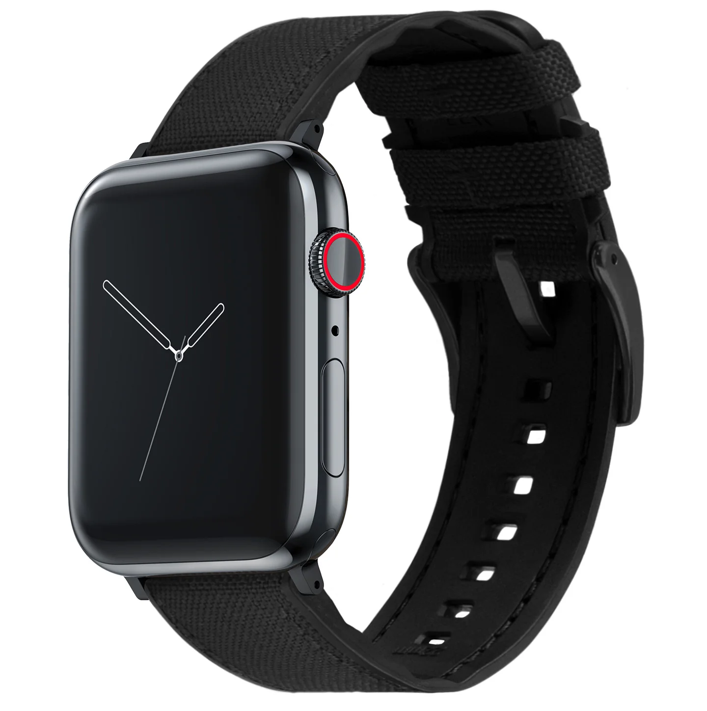 Apple Watch Black Cordura Fabric And Silicone Hybrid Watch Band - Image 2