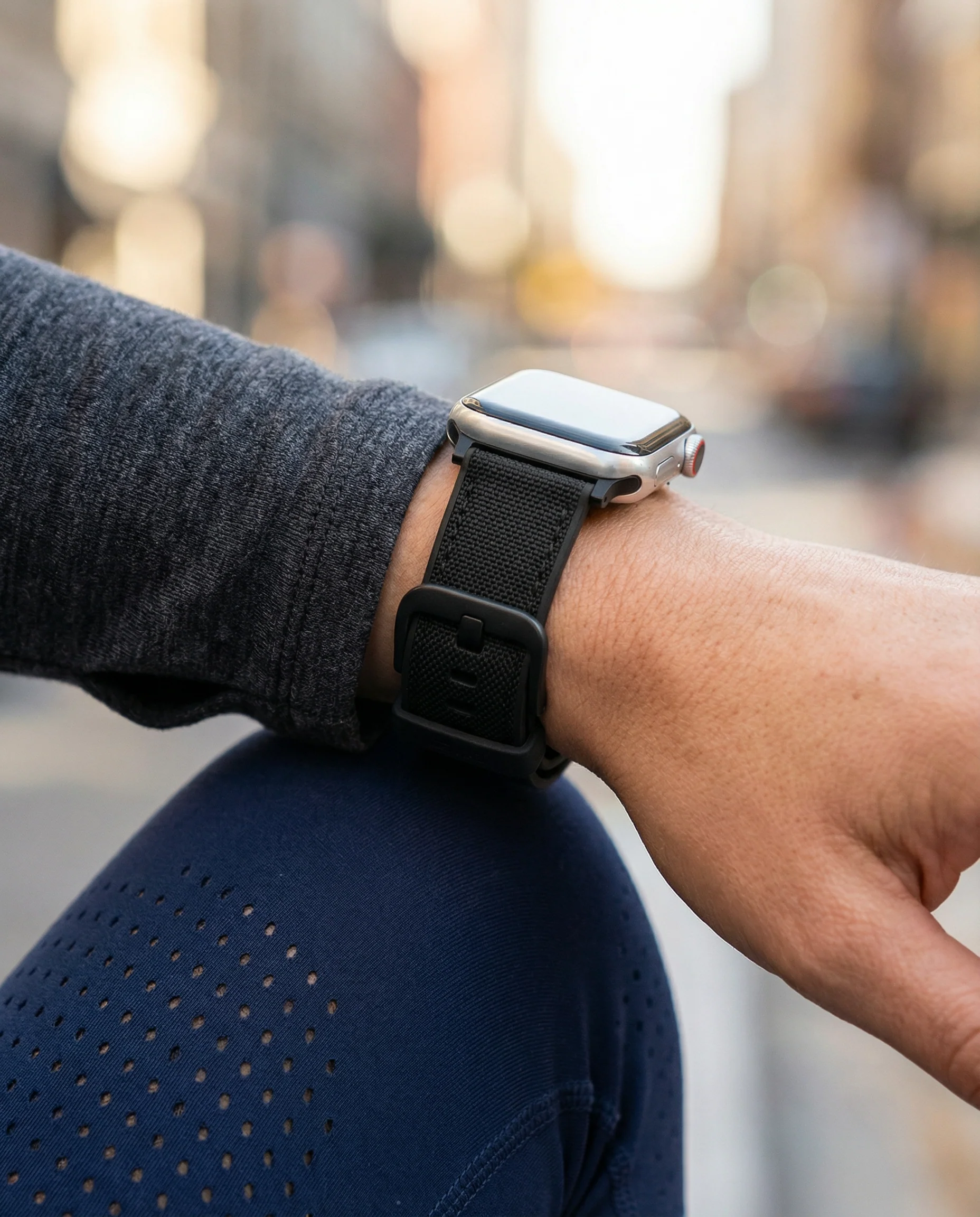 Apple Watch Black Cordura Fabric And Silicone Hybrid Watch Band (Women's) - Image 3