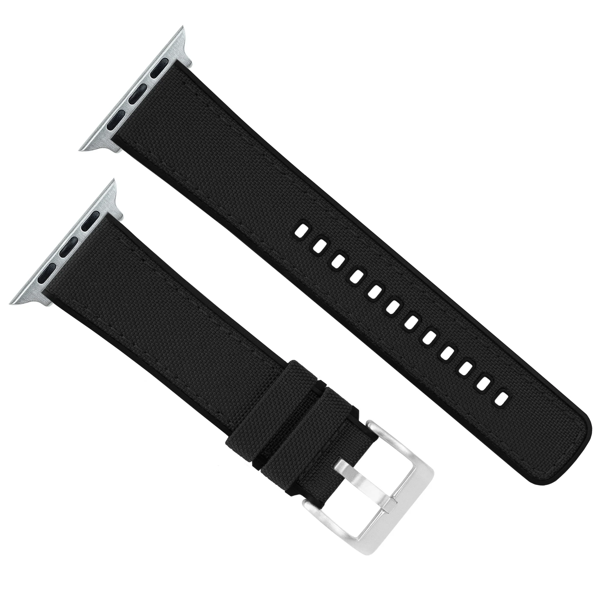 Apple Watch Black Cordura Fabric And Silicone Hybrid Watch Band - Image 7