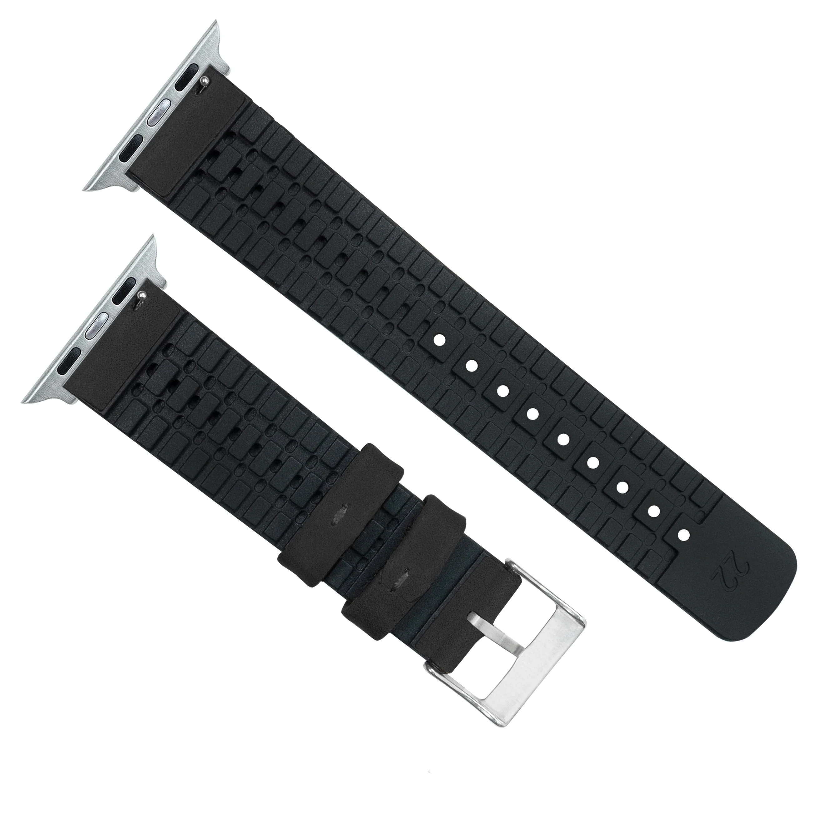 Apple Watch Black Leather Hybrid Watch Band (SALE) - Image 4