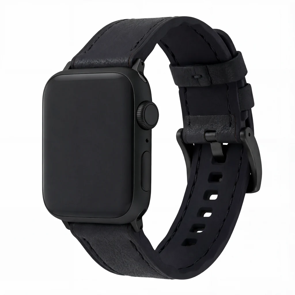 Apple Watch Black Pittards Water Resistant Leather Silicone Base Watch Band - Image 4