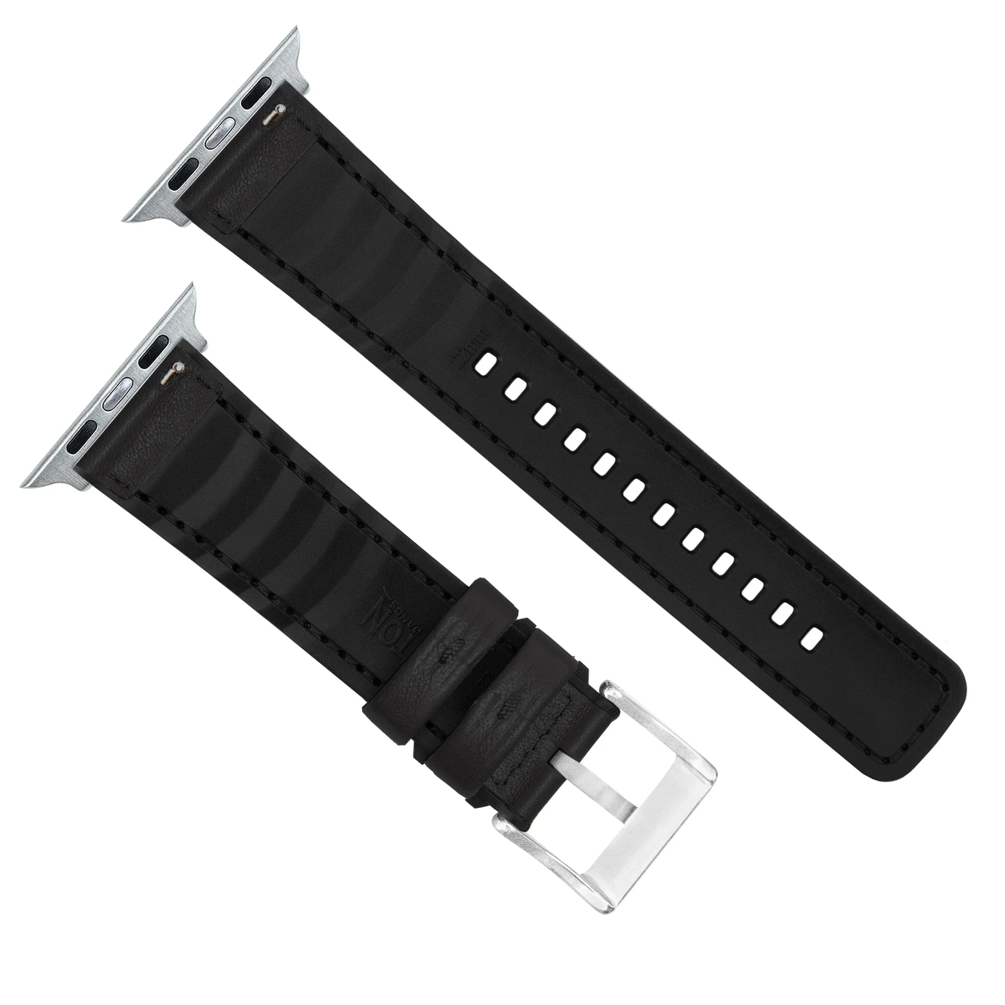 Apple Watch Black Pittards Water Resistant Leather Silicone Base Watch Band - Image 5