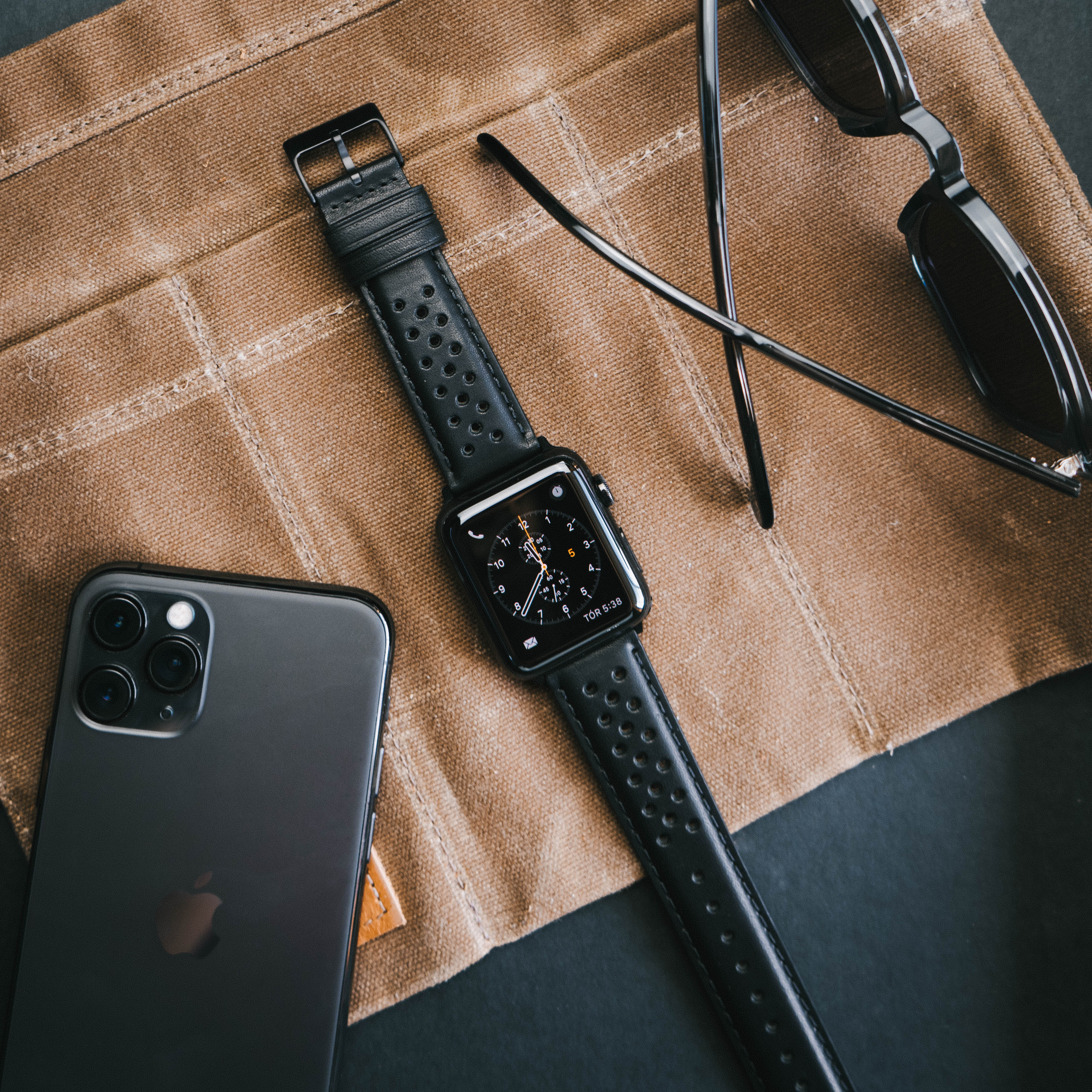 Apple Watch Black Racing Horween  Leather Watch Band - Image 4