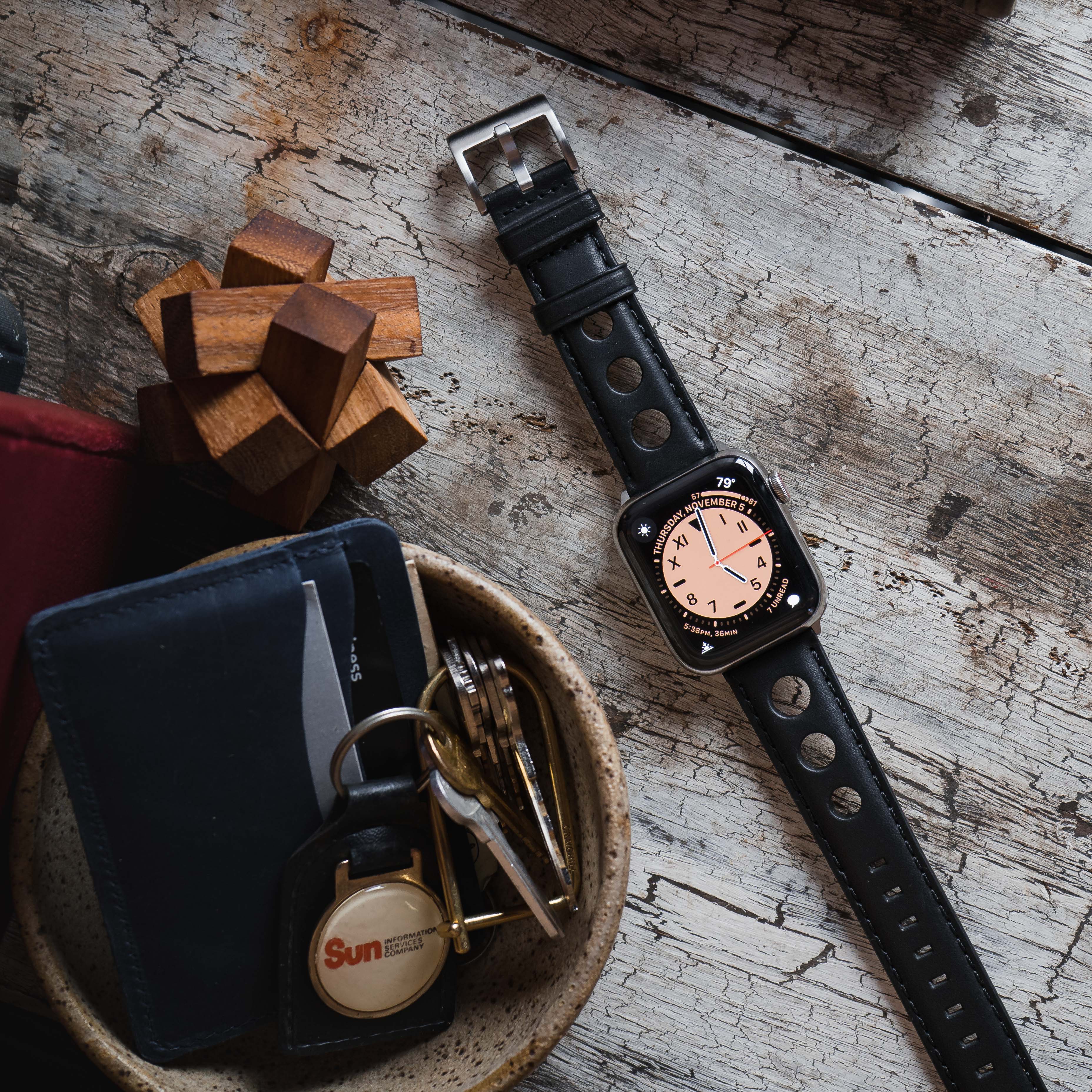 Apple Watch Black Rally Horween Leather Watch Band - Image 4
