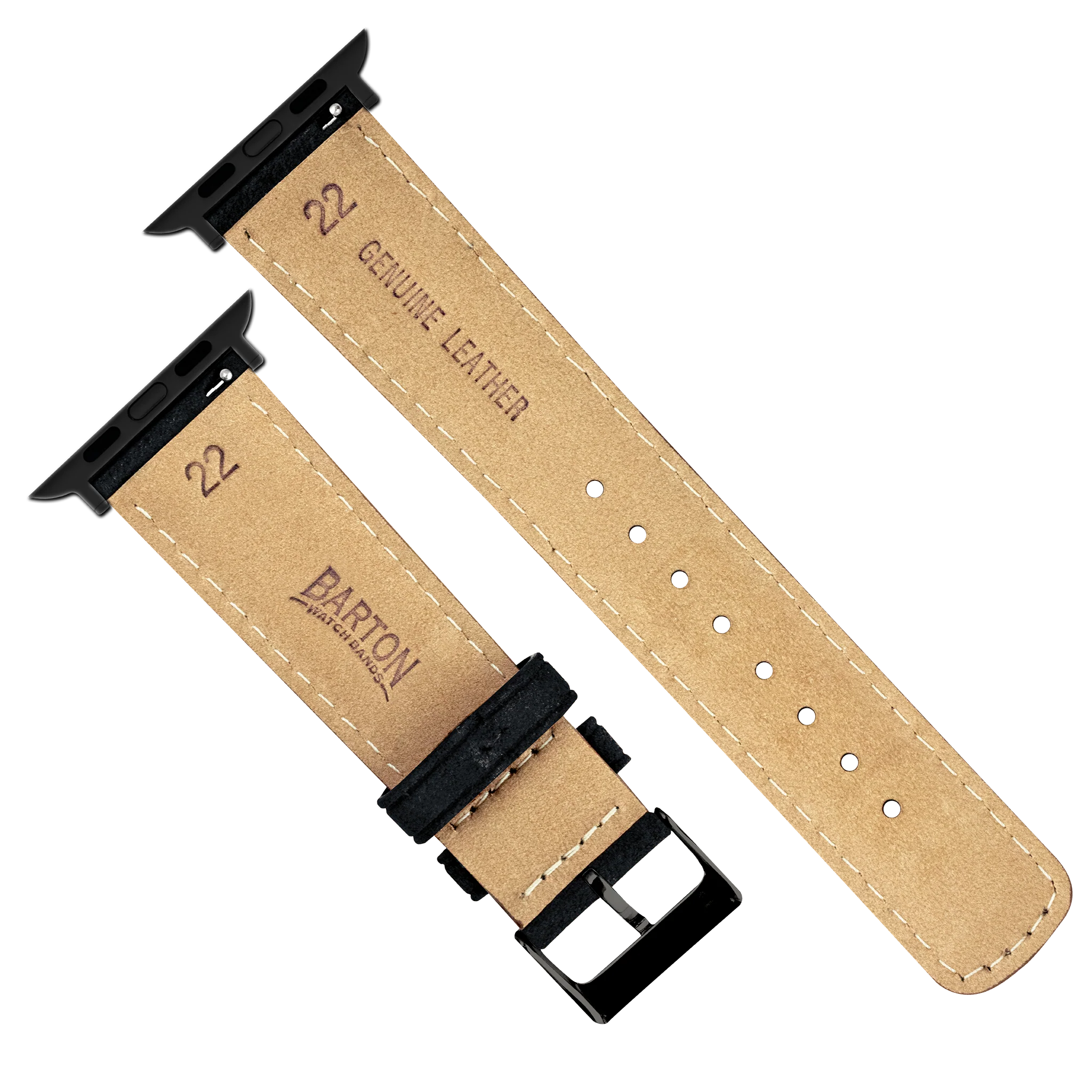 Apple Watch Black Italian Suede White Stitching Watch Band - Image 8