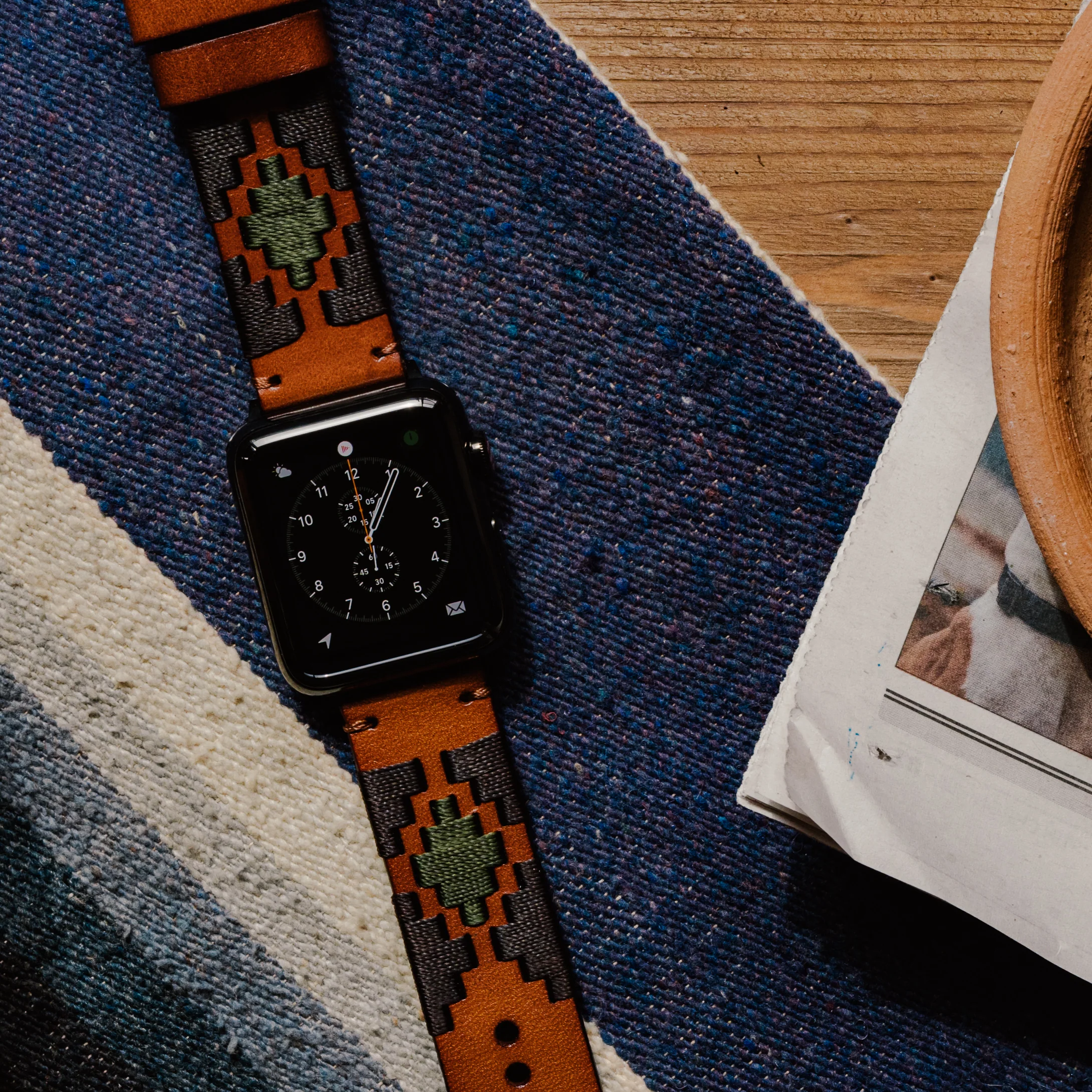 Apple Watch Brown Green Gaucho Watch Band - Image 2