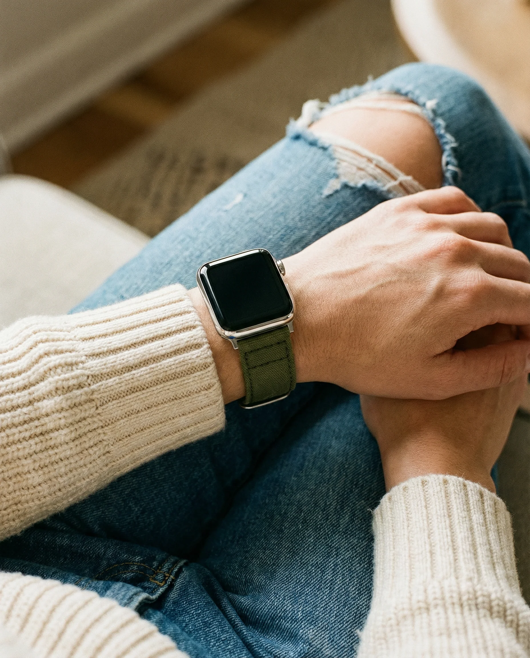 Apple Watch Canvas Army Green Watch Band (Women's) - Image 2