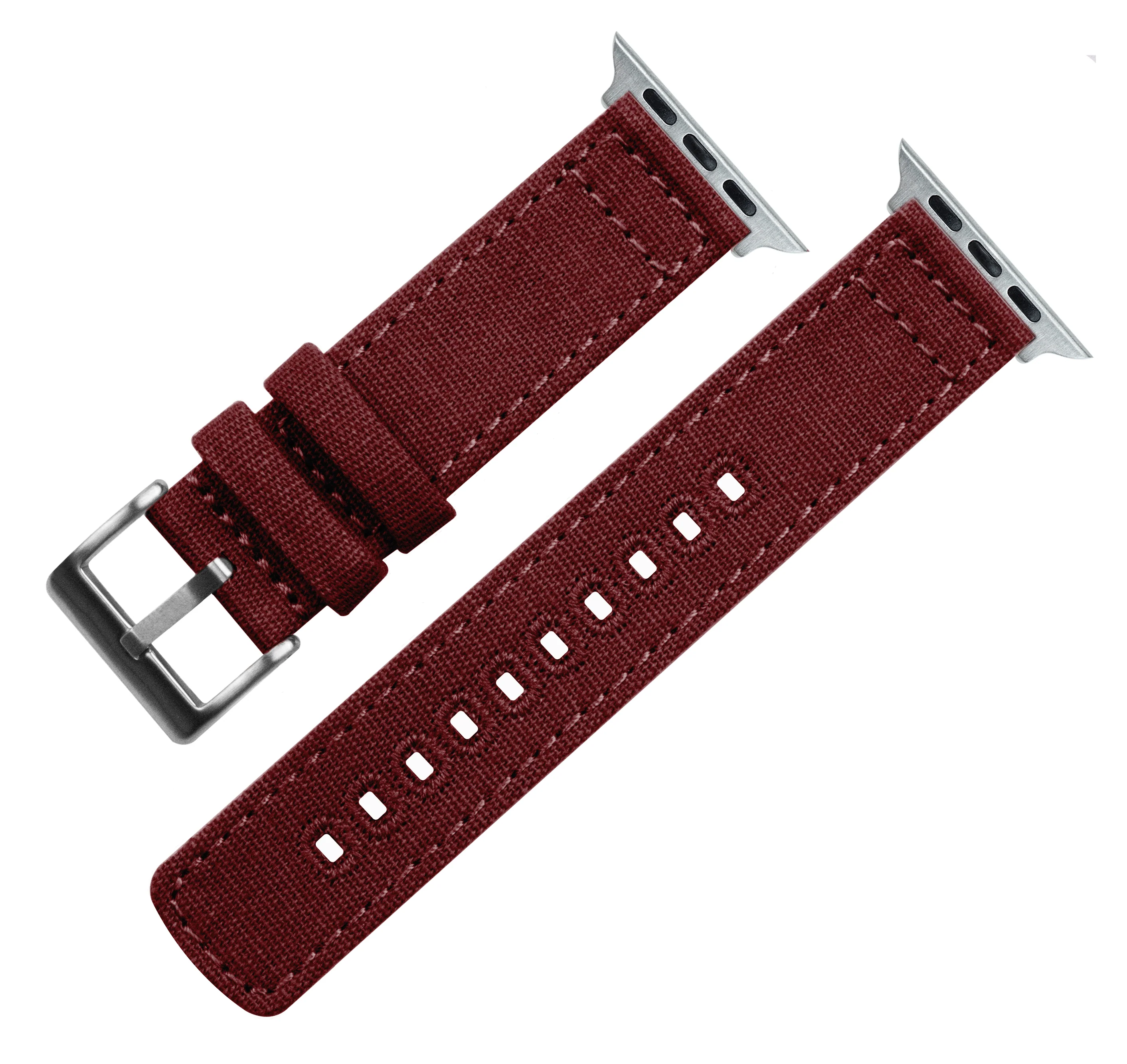 Apple Watch Canvas Burgundy Watch Band - Image 3