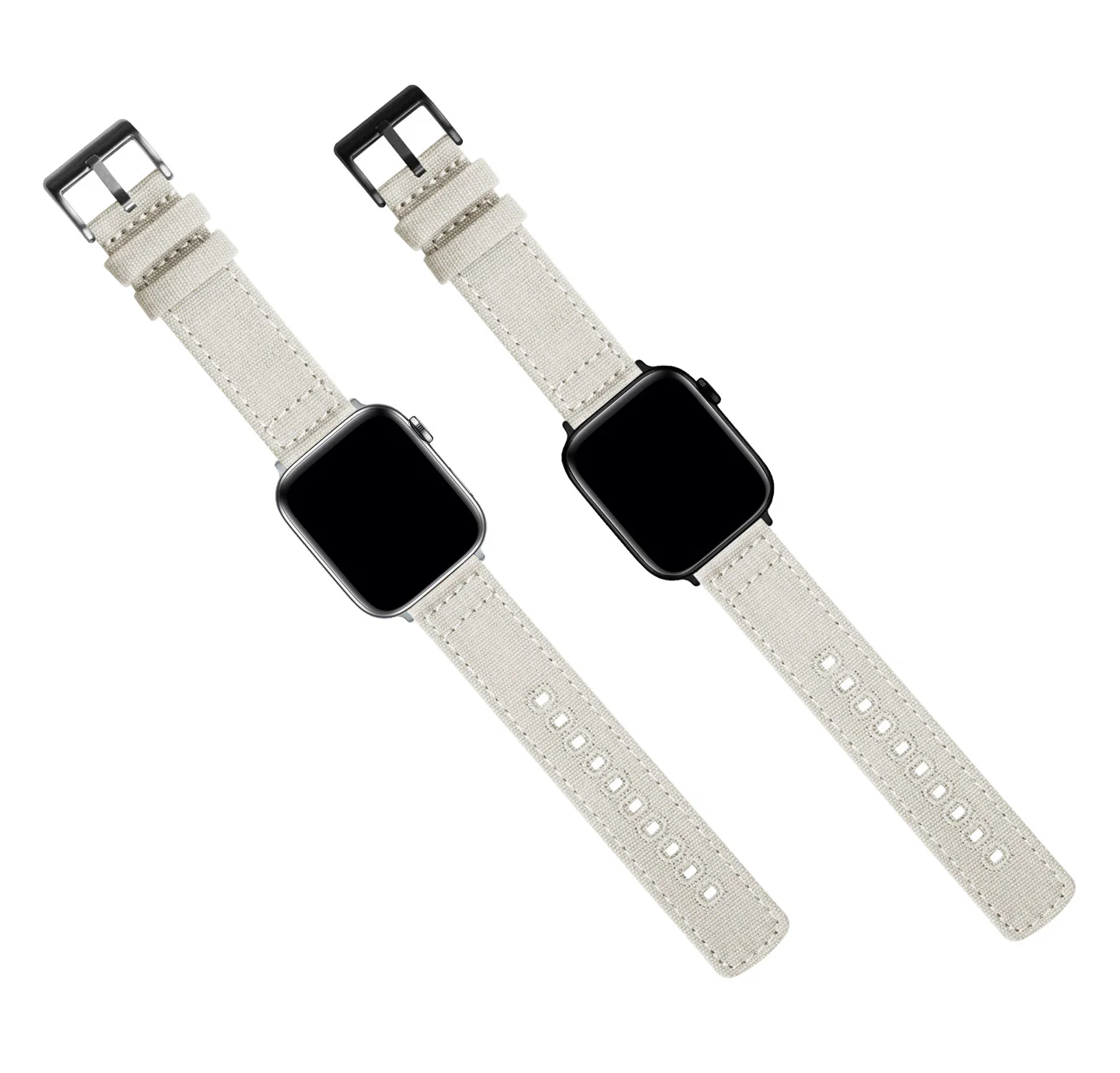 Apple Watch Canvas Linen White Watch Band - Image 3