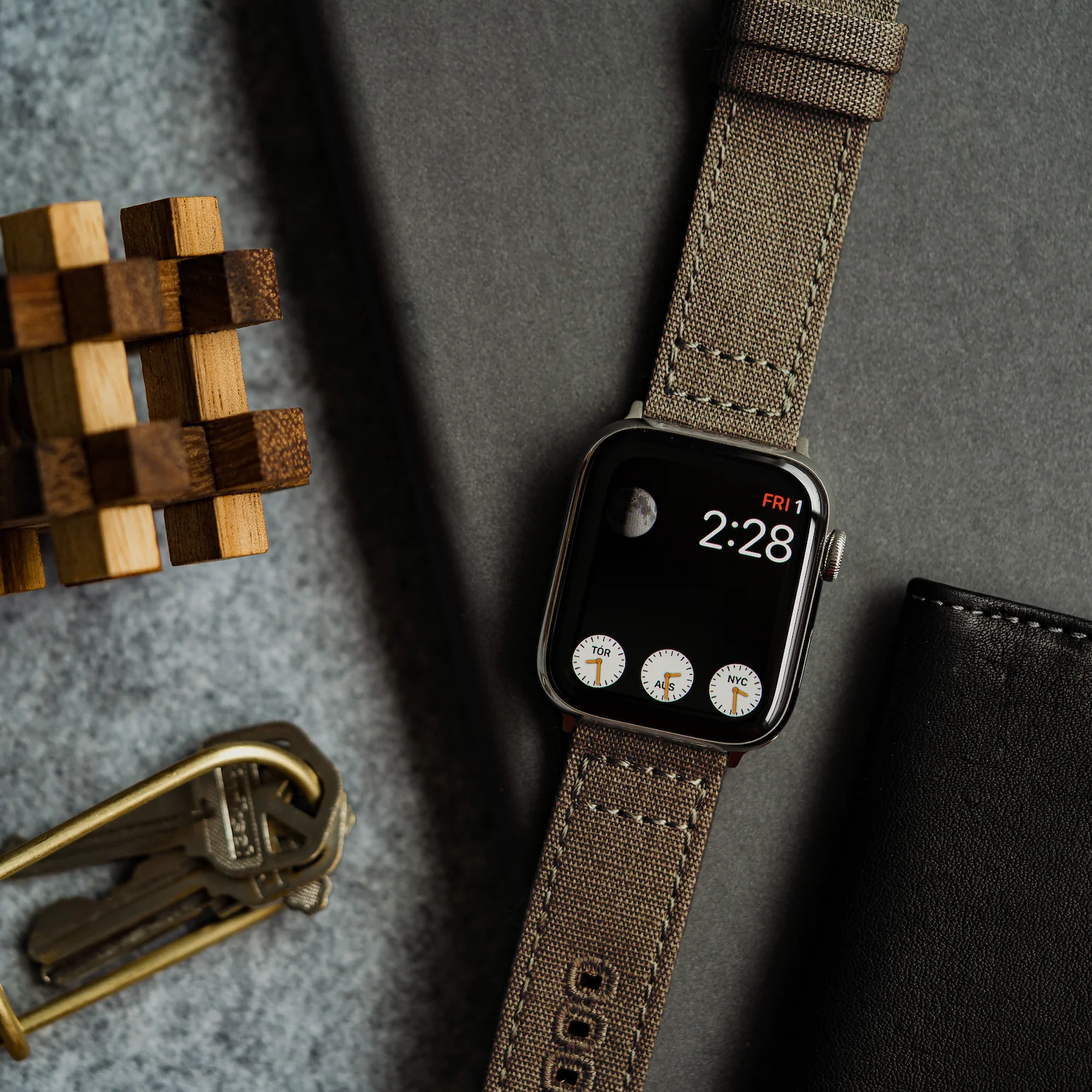 Apple Watch Canvas Taupe Watch Band - Image 2