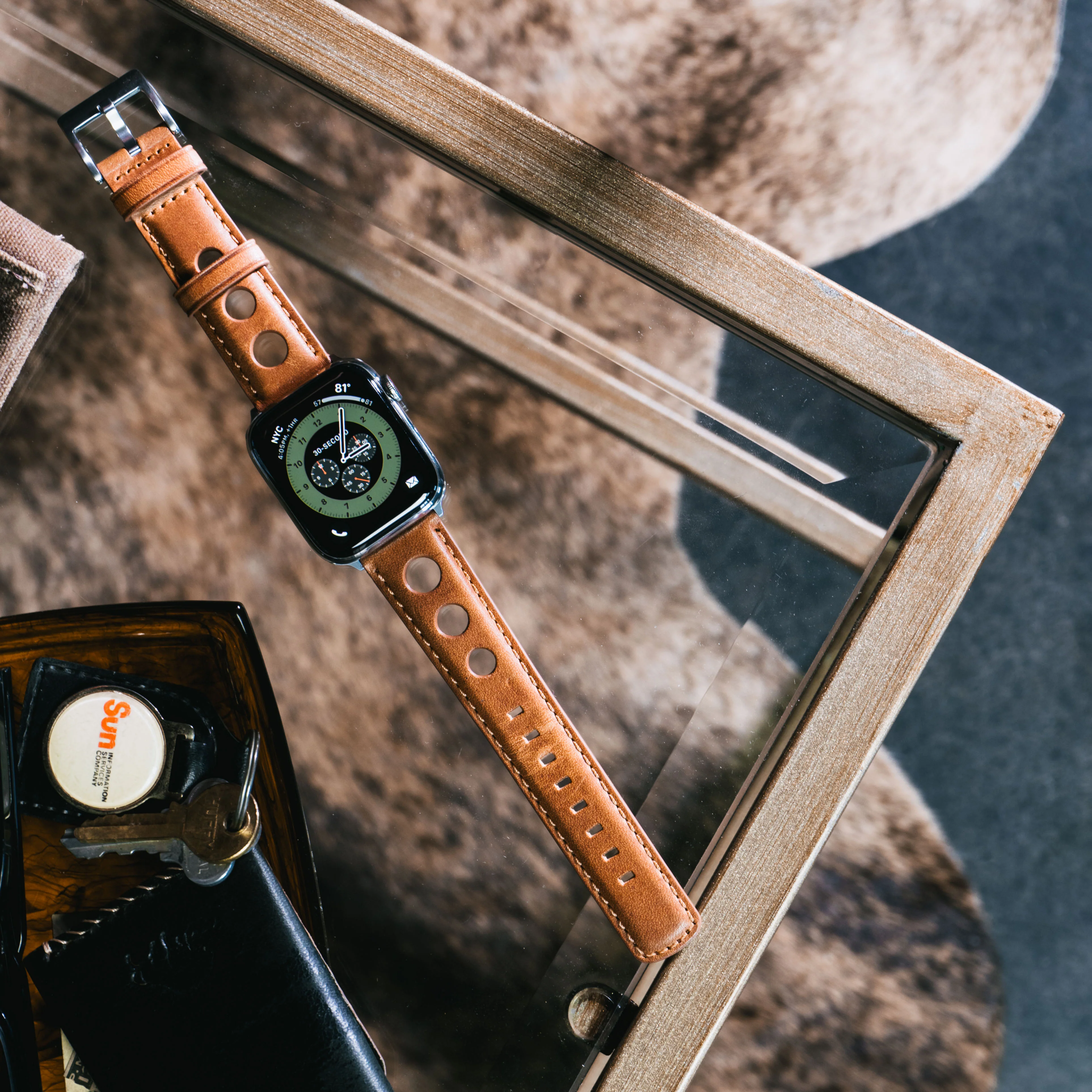 Apple Watch Caramel Brown Rally Horween Leather Watch Band - Image 4