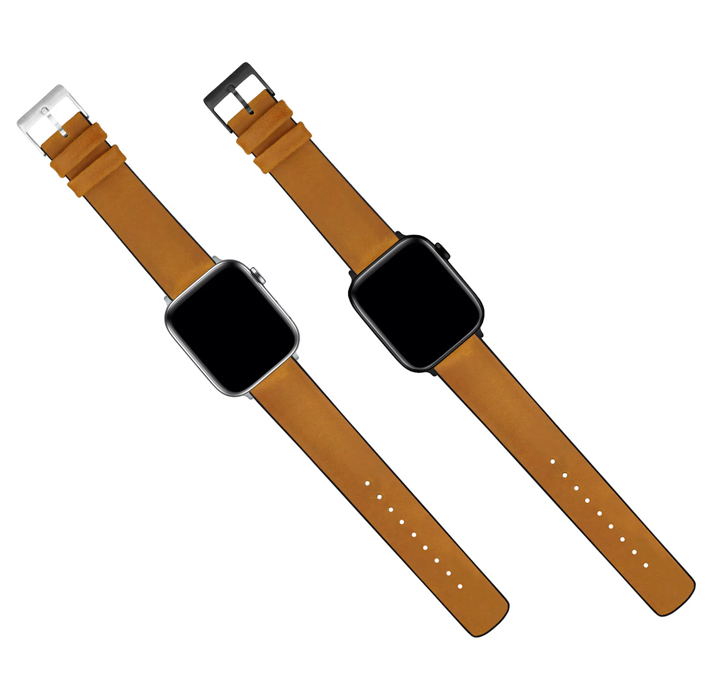 Apple Watch Cedar Brown Leather And Rubber Hybrid Watch Band - Image 4