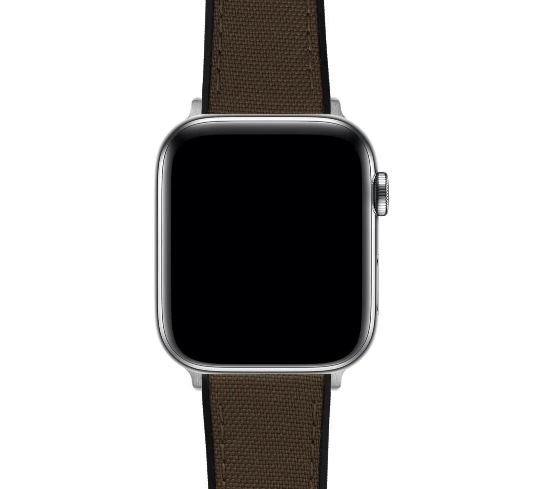 Apple Watch Chocolate Brown Cordura Fabric And Silicone Hybrid Watch Band - Image 10